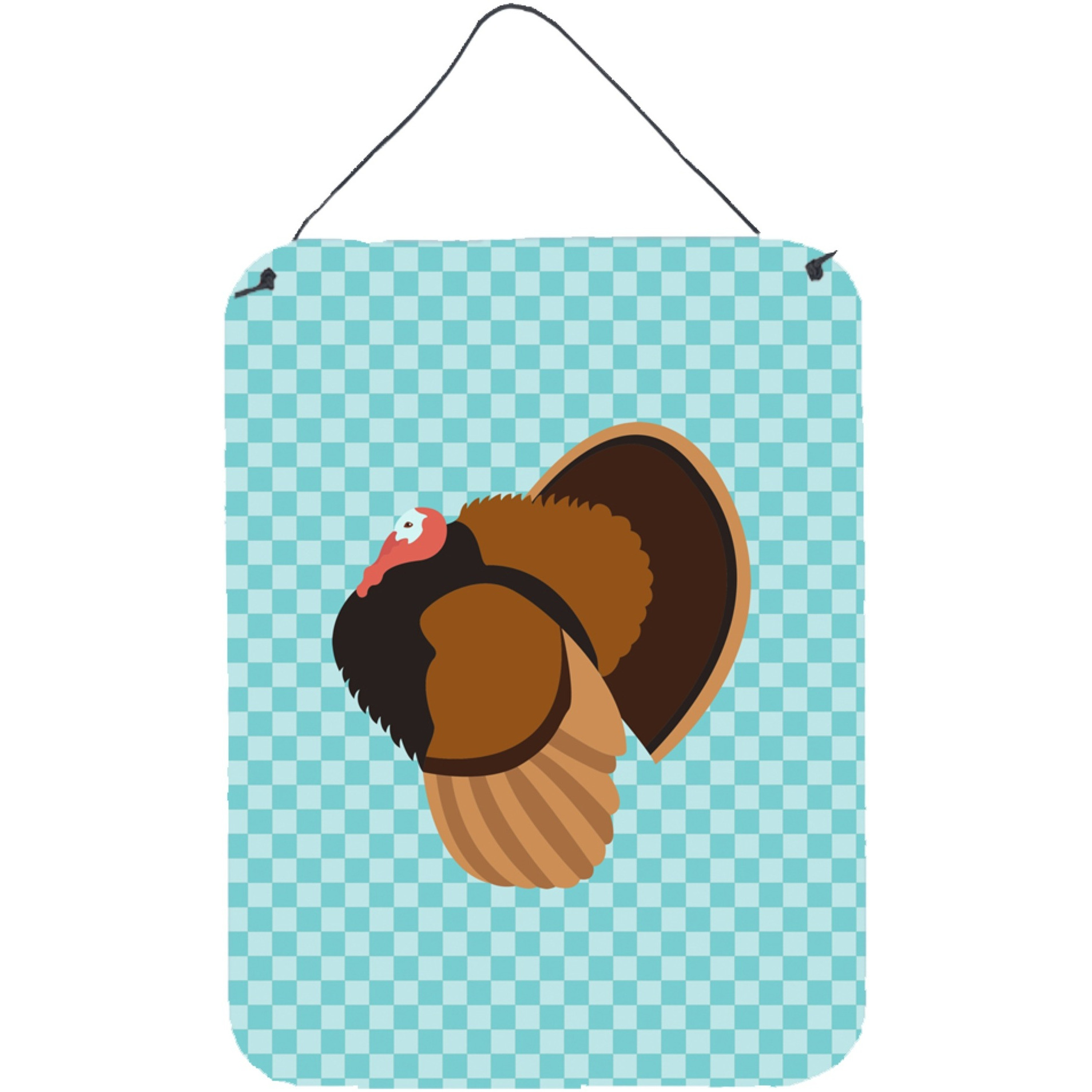 &quotCaroline's Treasures Bronze Turkey Blue Check Metal Print, 16hx12w, Multicolor"