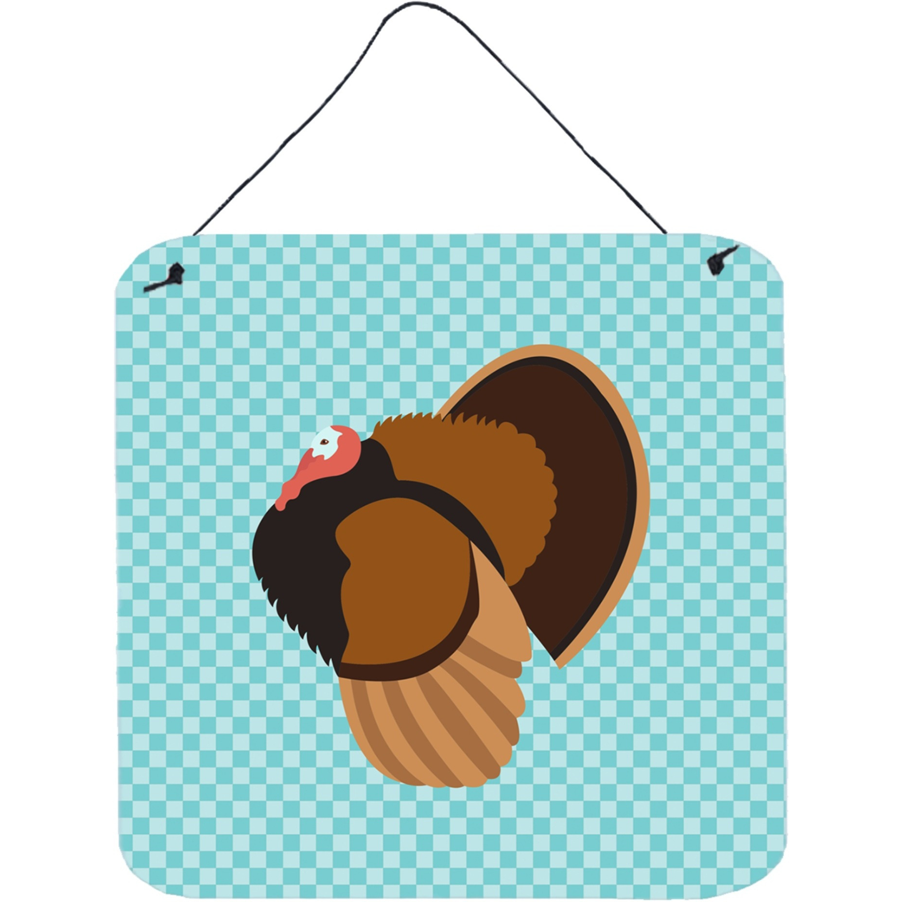 &quotCaroline's Treasures Blue Bronze Turkey Check Metal Print, 6"" H x 6"" W"