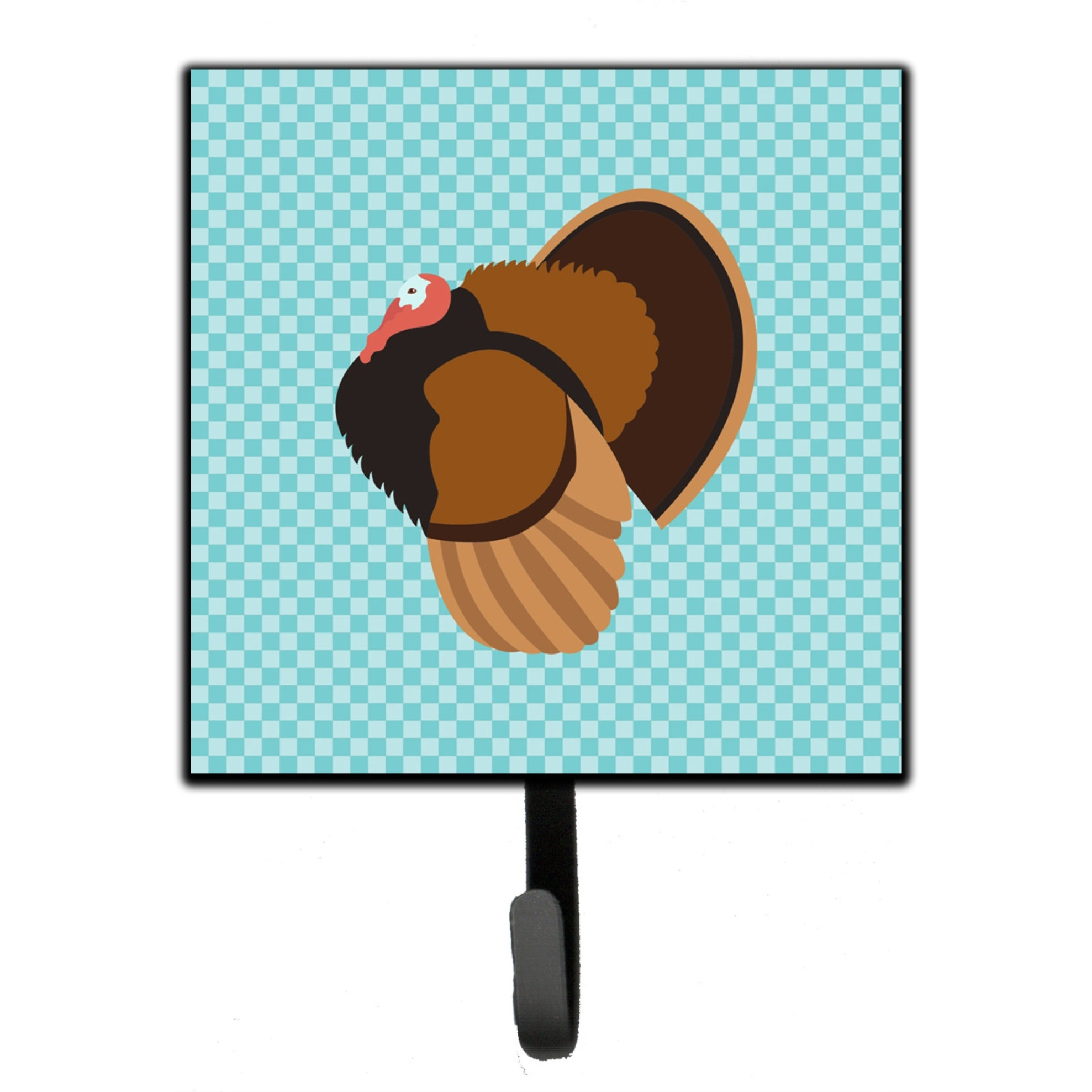 &quotCaroline's Treasures Bronze Turkey Blue Check Wall Hook, Small, Multicolor"