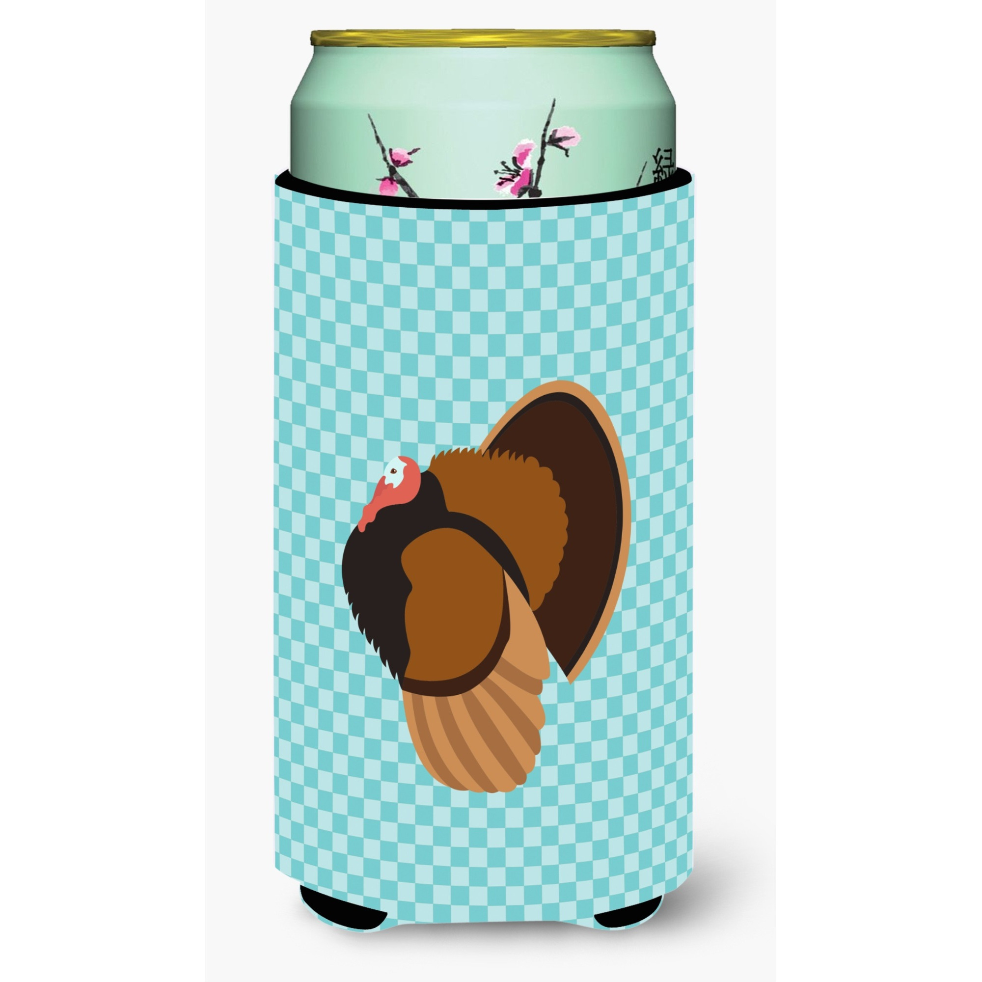 &quotCaroline's Treasures Bronze Turkey Blue Check Decorative Can Hugger, Tall Boy, Multicolor"