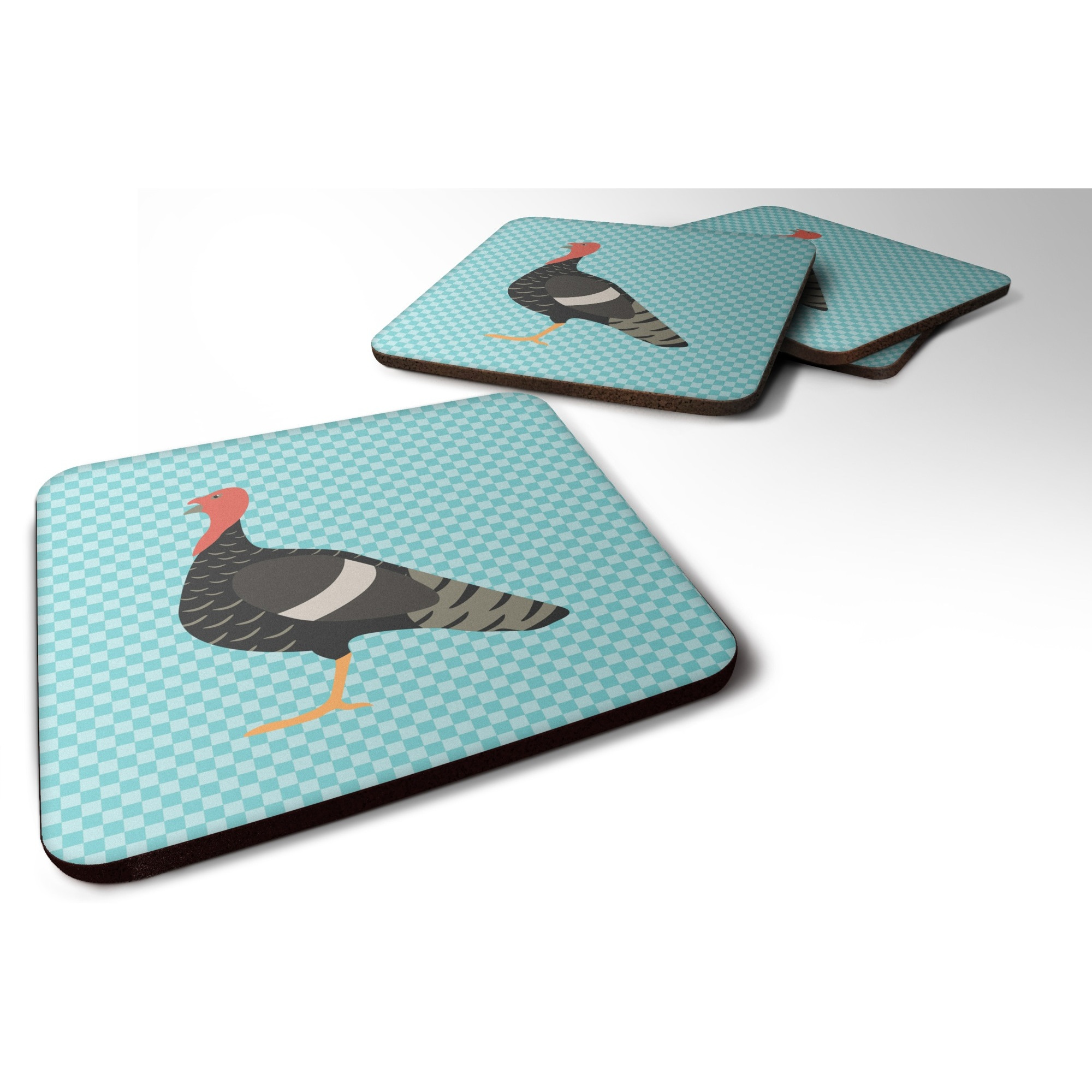 &quotCaroline's Treasures Marragansett Turkey Blue Check Decorative coasters, 3.5, Multicolor"