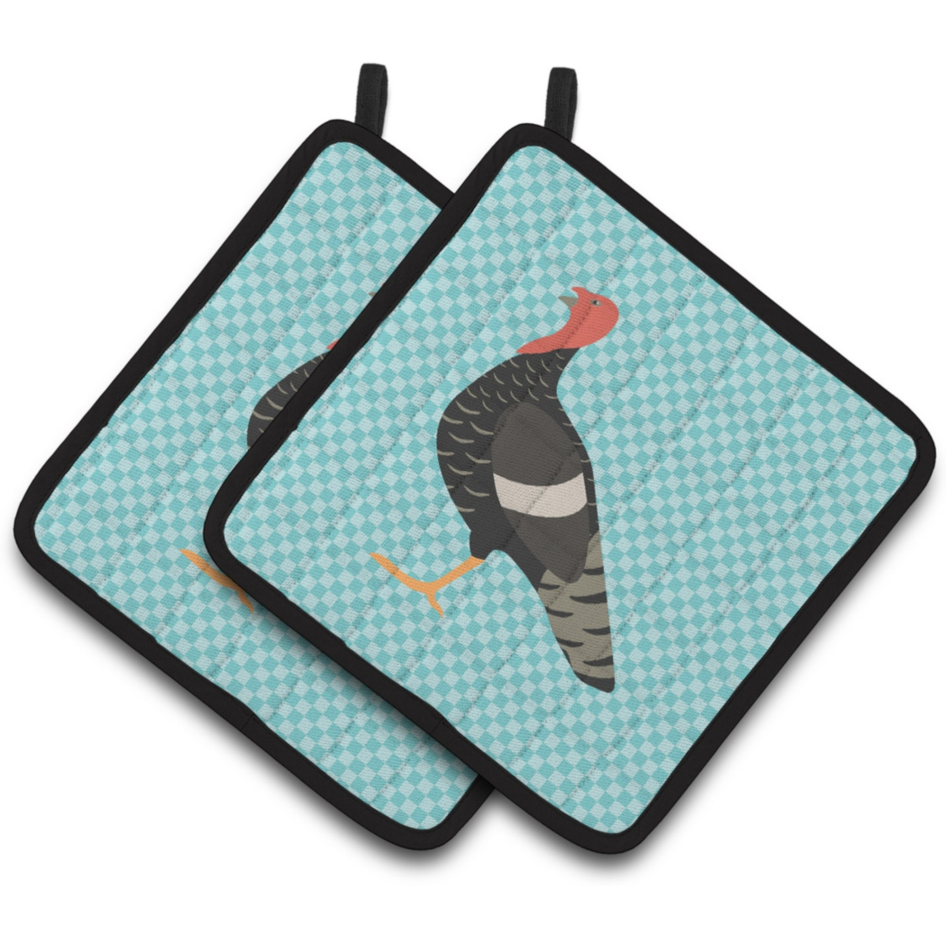 &quotCaroline's Treasures Marragansett Turkey Blue Check Decorated Pot Holder, 7.5"" x 7.5"""