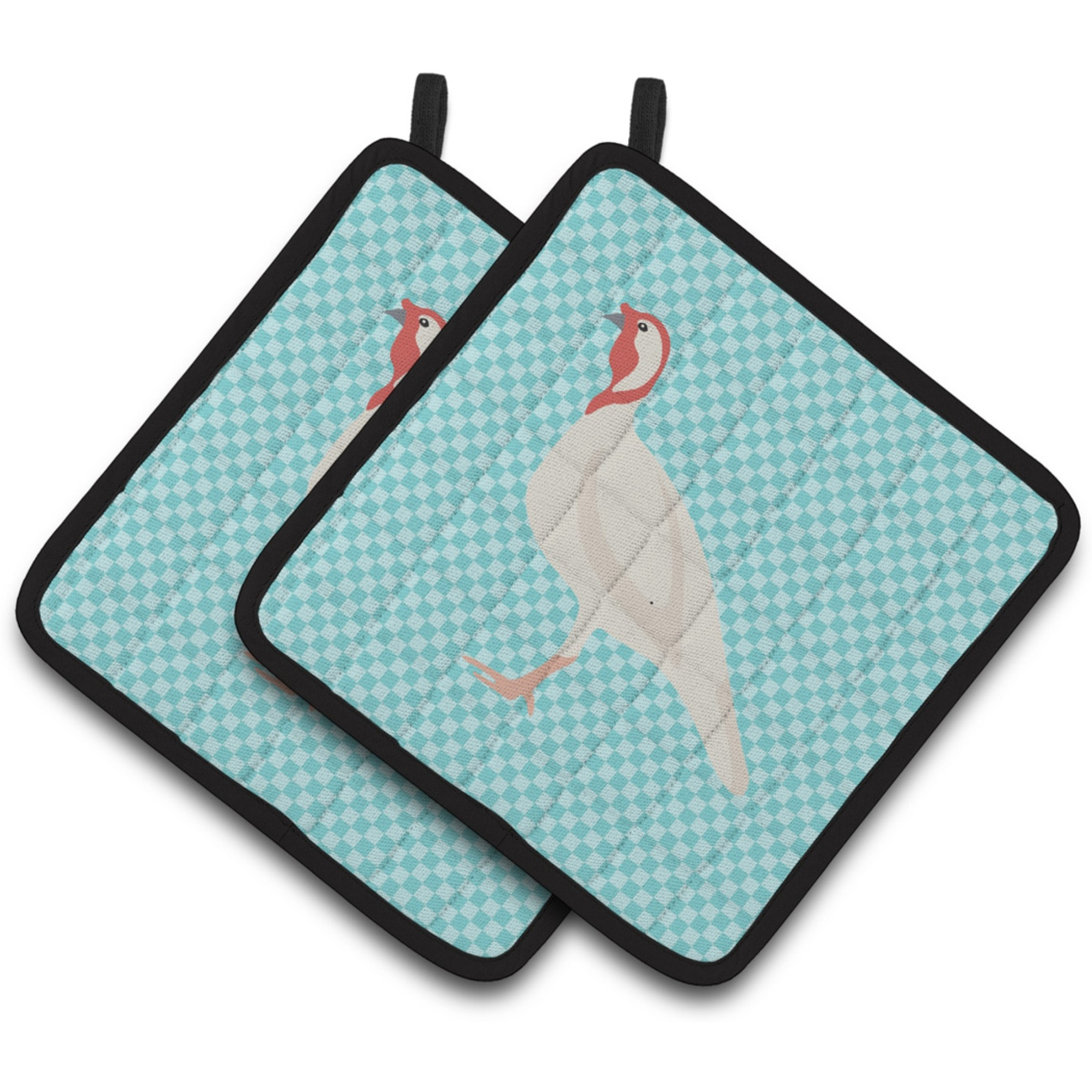 &quotCaroline's Treasures Beltsville Small White Turkey Hen Blue Check Decorated Pot Holder, 7.5"" x 7.5"""