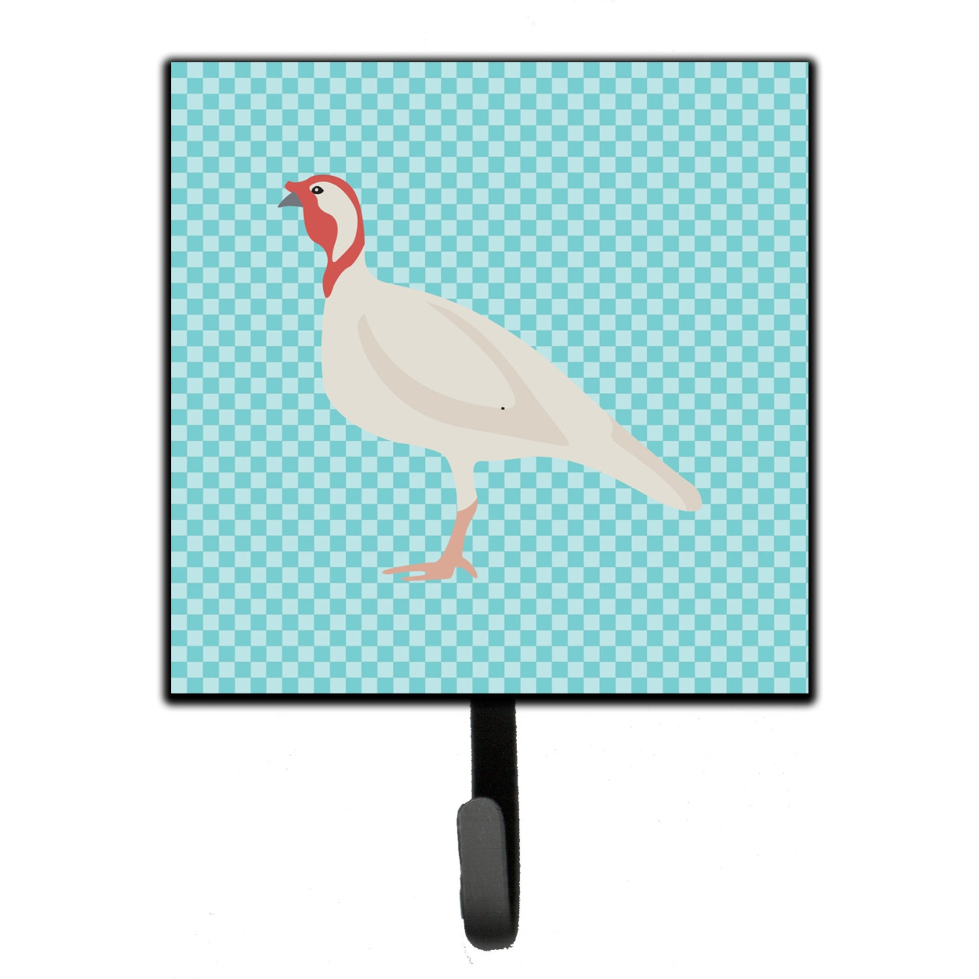 &quotCaroline's Treasures Blue Check Beltsville Small White Turkey Hen Wall Hook, Multicolor"