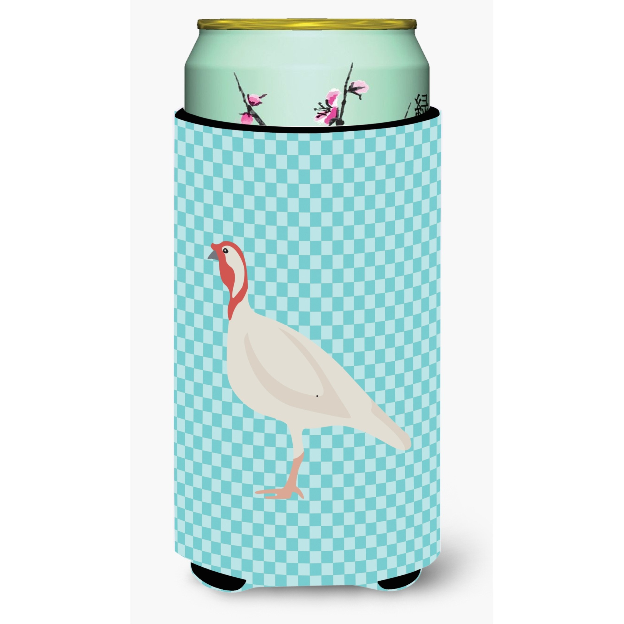 &quotCaroline's Treasures Beltsville Small White Turkey Hen Blue Check Decorative Can Hugger, Tall Boy, Multicolor"