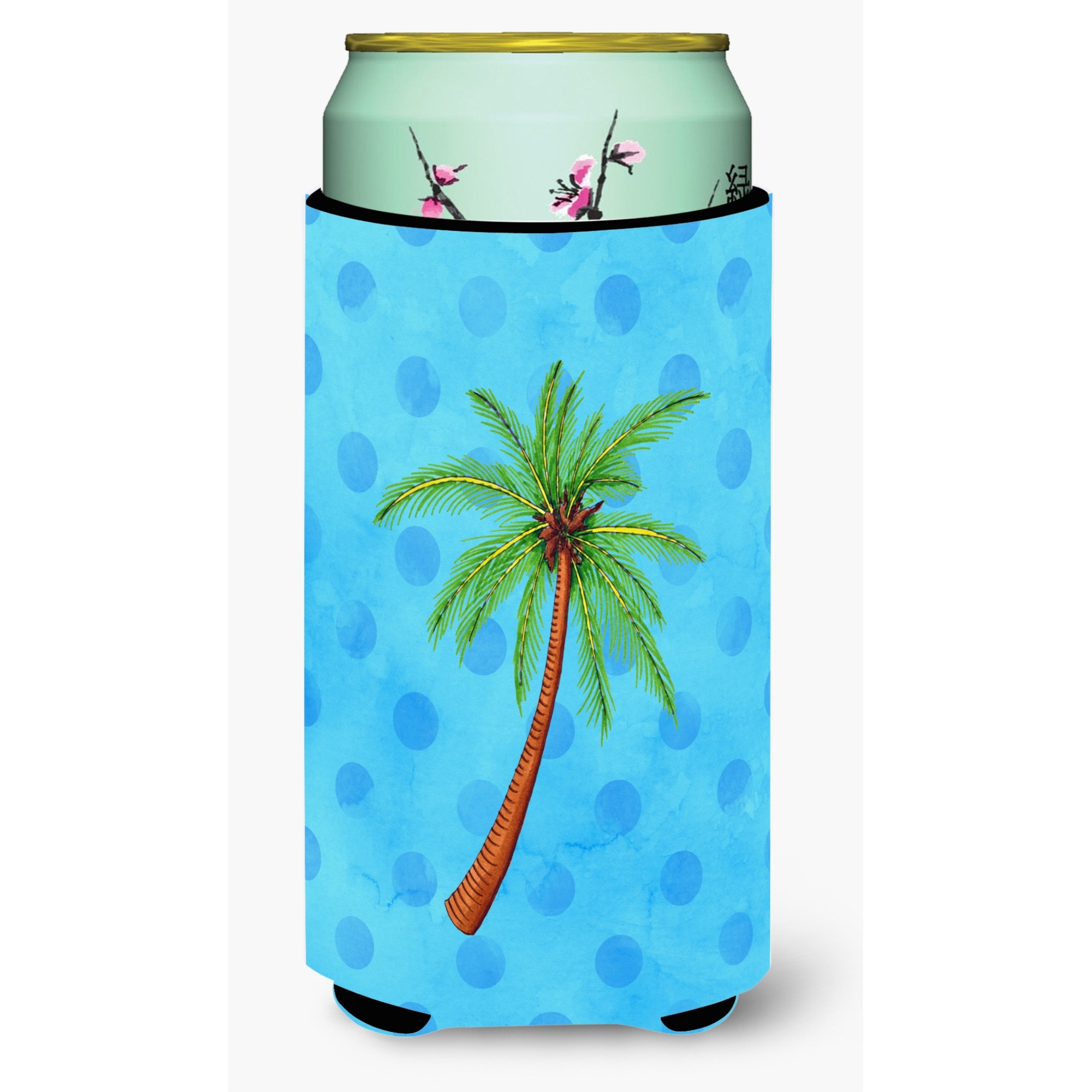 &quotCaroline's Treasures Palm Tree Blue Polkadot Beverage Insulator Hugger, Tall, Multicolor"