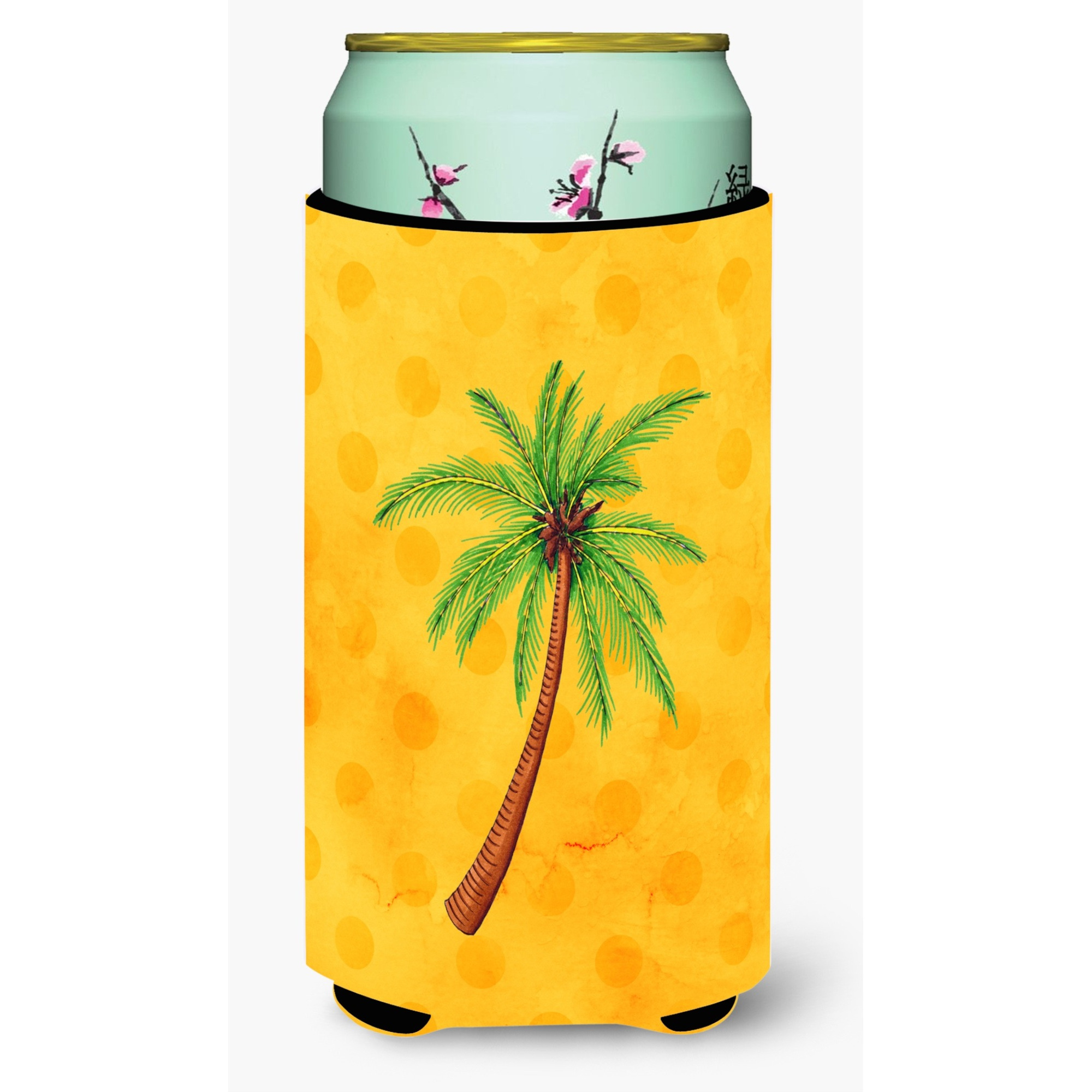 &quotCaroline's Treasures Palm Tree Yellow Polkadot Beverage Insulator Hugger, Tall, Multicolor"