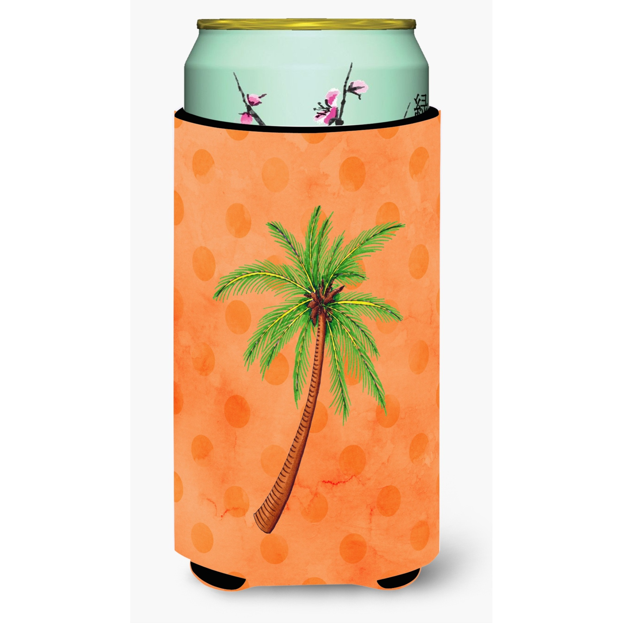 &quotCaroline's Treasures Palm Tree Orange Polkadot Beverage Insulator Hugger, Tall, Multicolor"