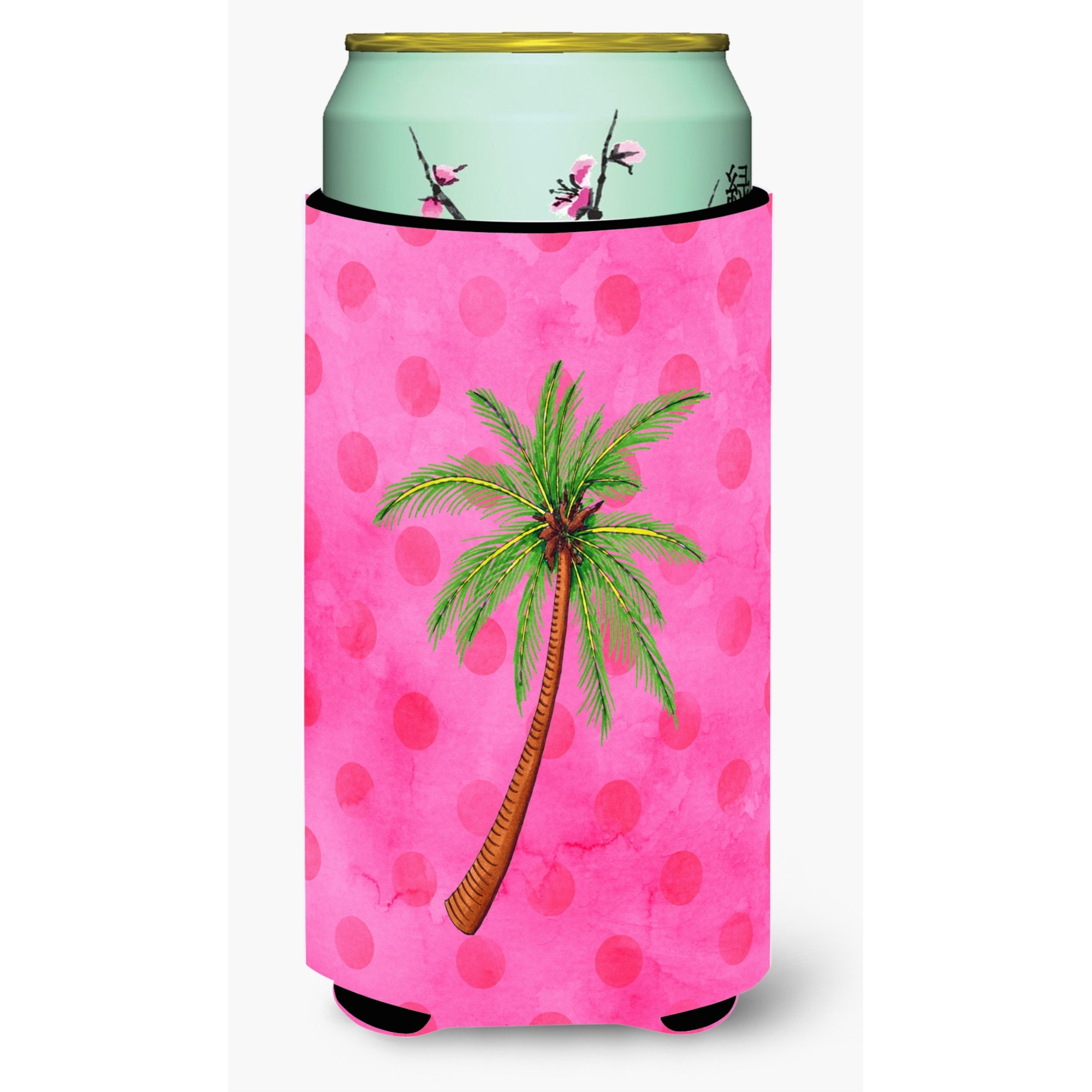 &quotCaroline's Treasures Palm Tree Pink Polkadot Beverage Insulator Hugger, Tall, Multicolor"