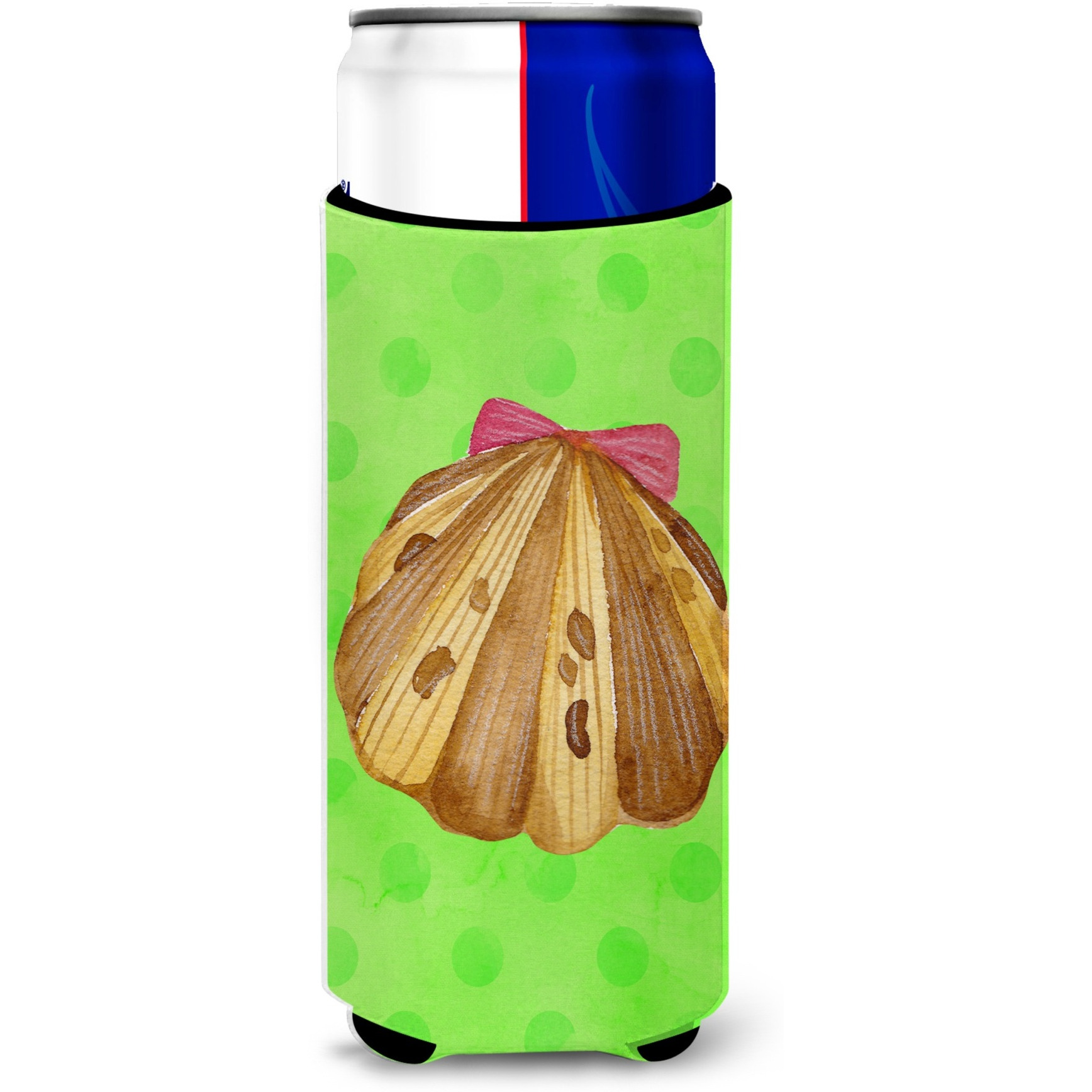 &quotCaroline's Treasures Sea Shell Green Polkadot Beverage Insulator Hugger, Slim, Multicolor"