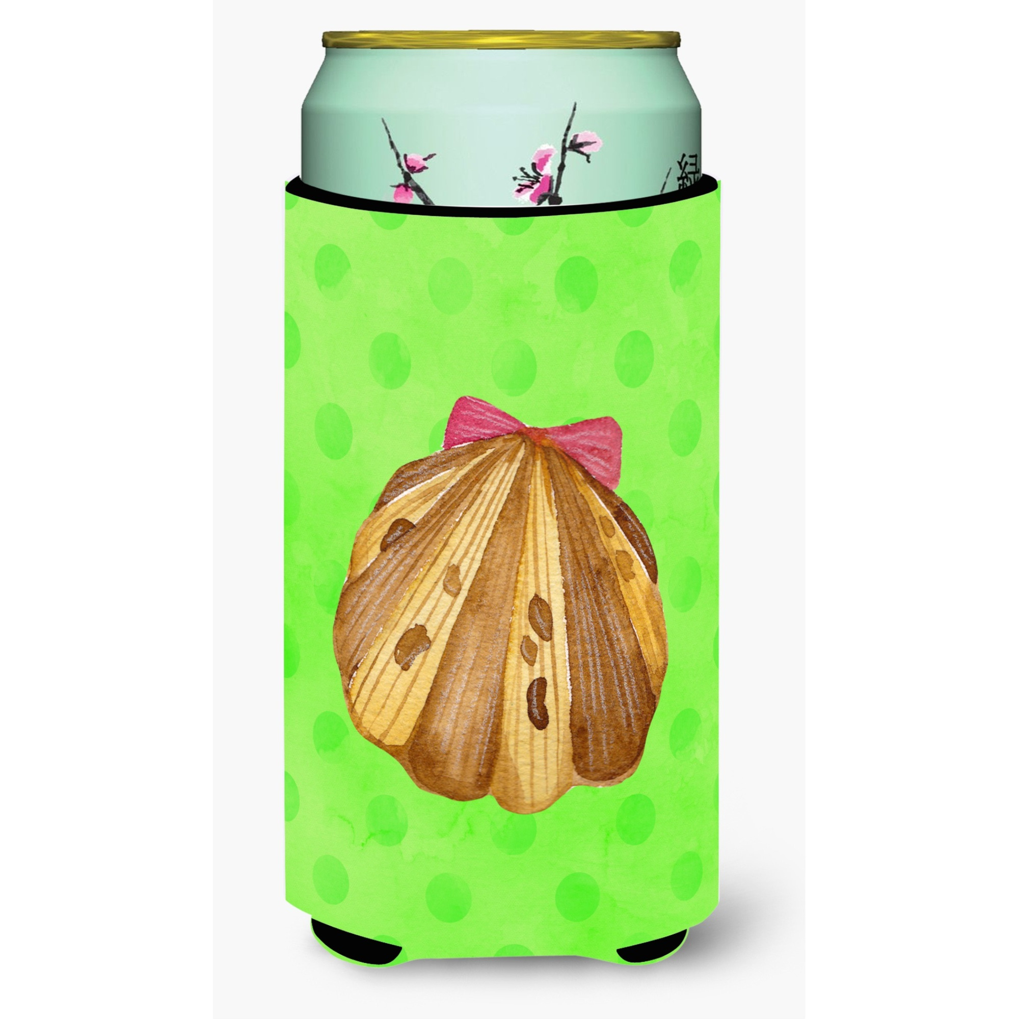 &quotCaroline's Treasures Sea Shell Green Polkadot Beverage Insulator Hugger, Tall, Multicolor"