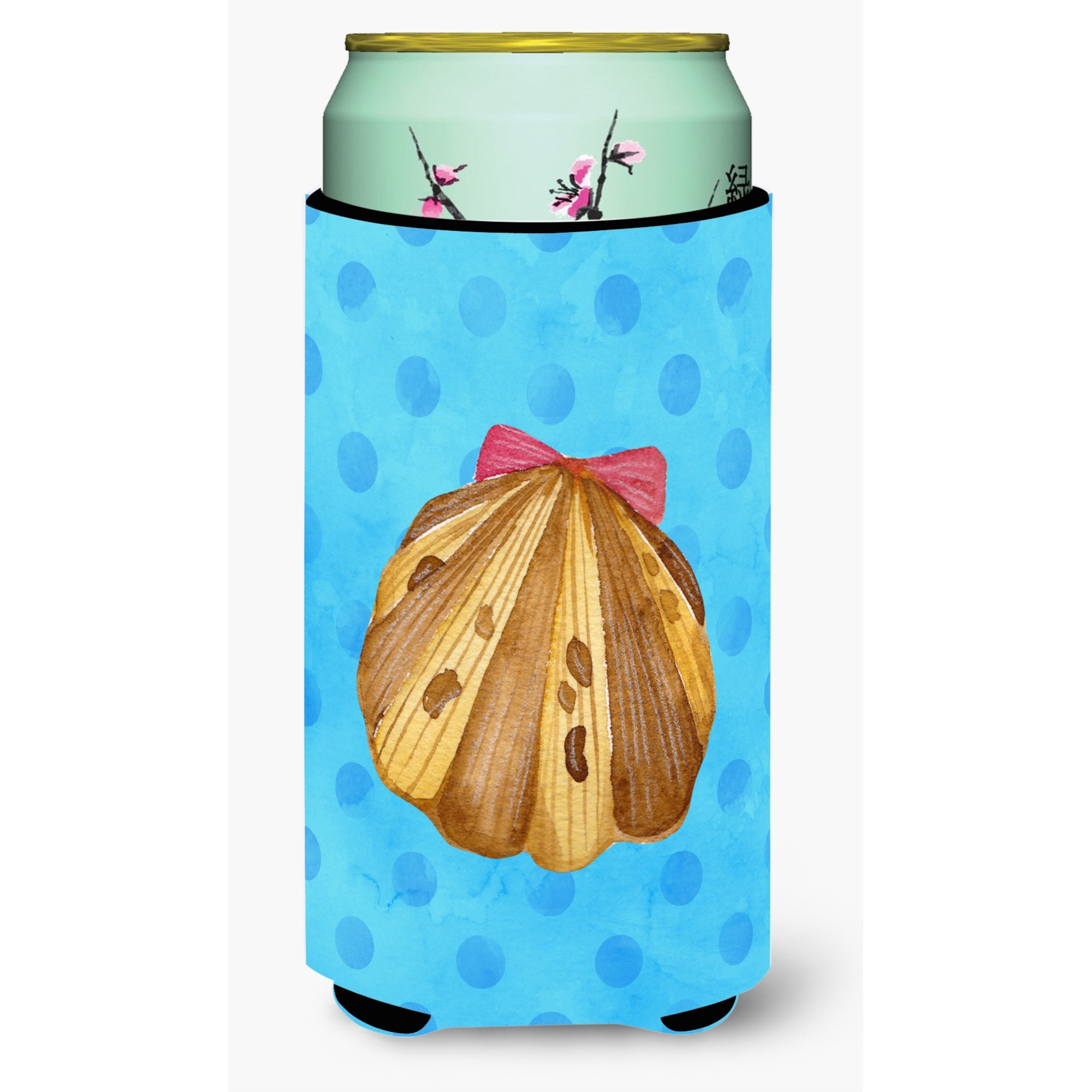 &quotCaroline's Treasures Sea Shell Blue Polkadot Beverage Insulator Hugger, Tall, Multicolor"