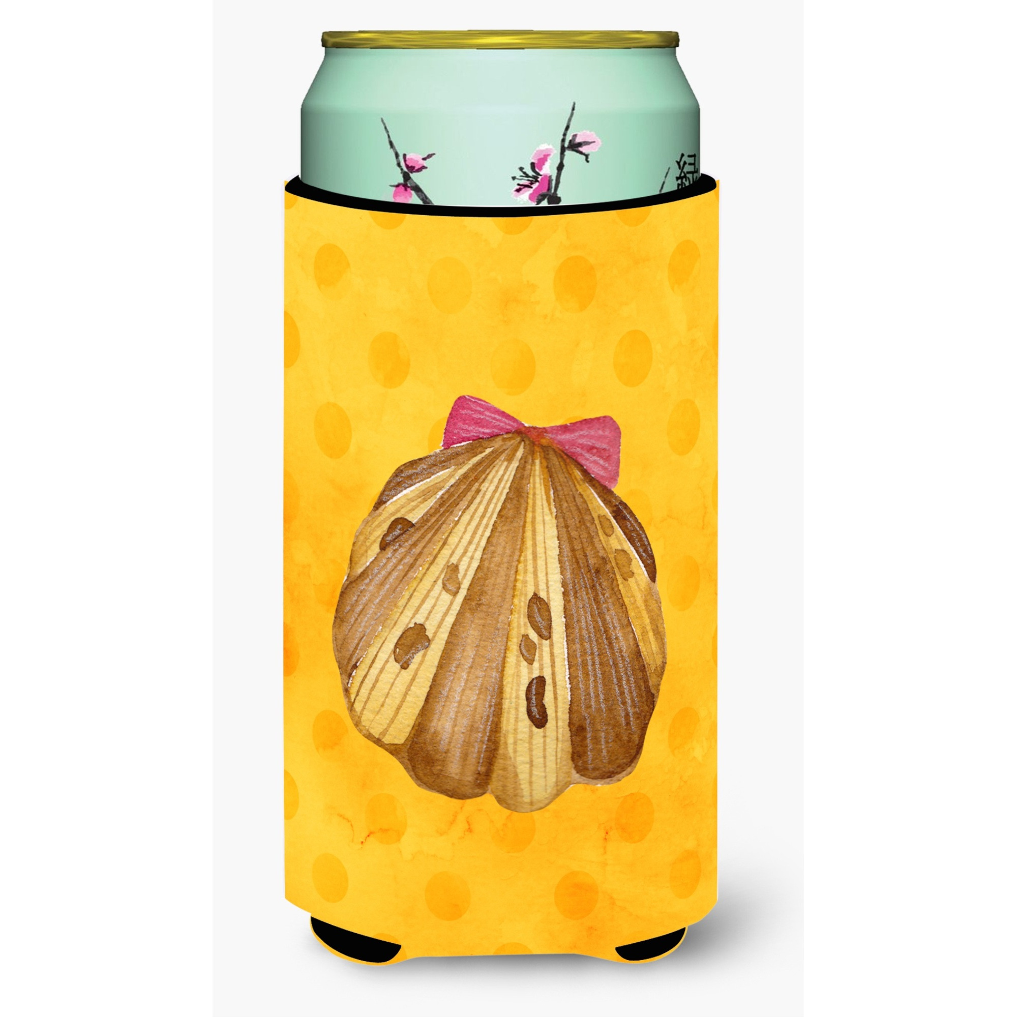 &quotCaroline's Treasures Sea Shell Yellow Polkadot Beverage Insulator Hugger, Tall, Multicolor"