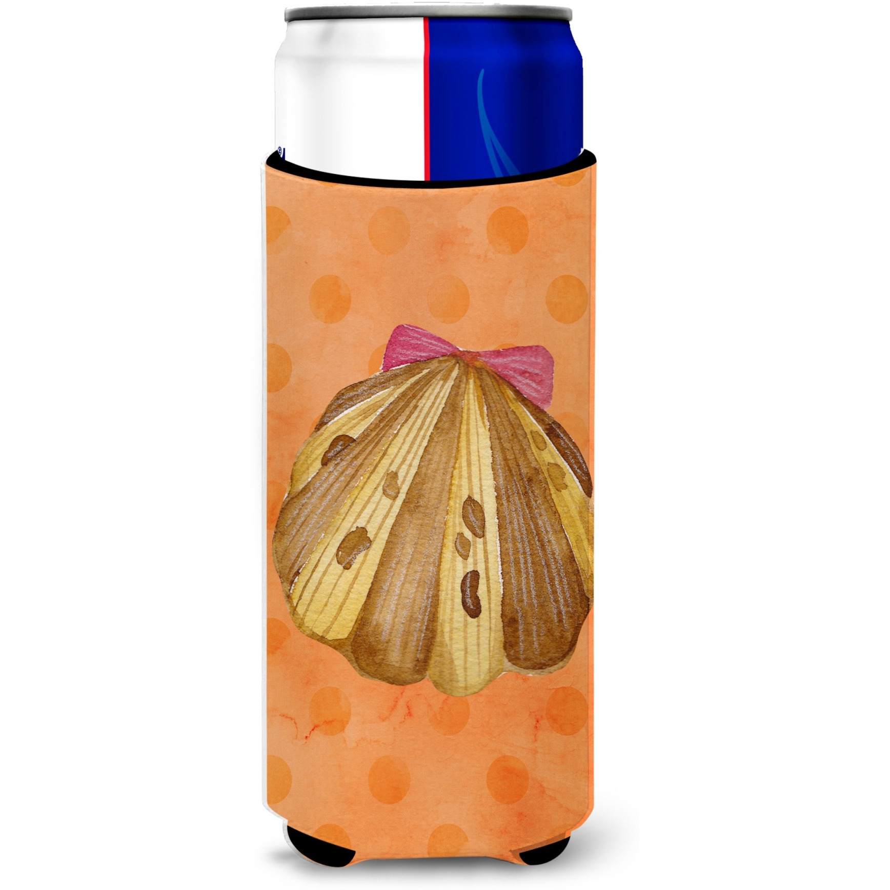 &quotCaroline's Treasures Sea Shell Orange Polkadot Beverage Insulator Hugger, Slim, Multicolor"