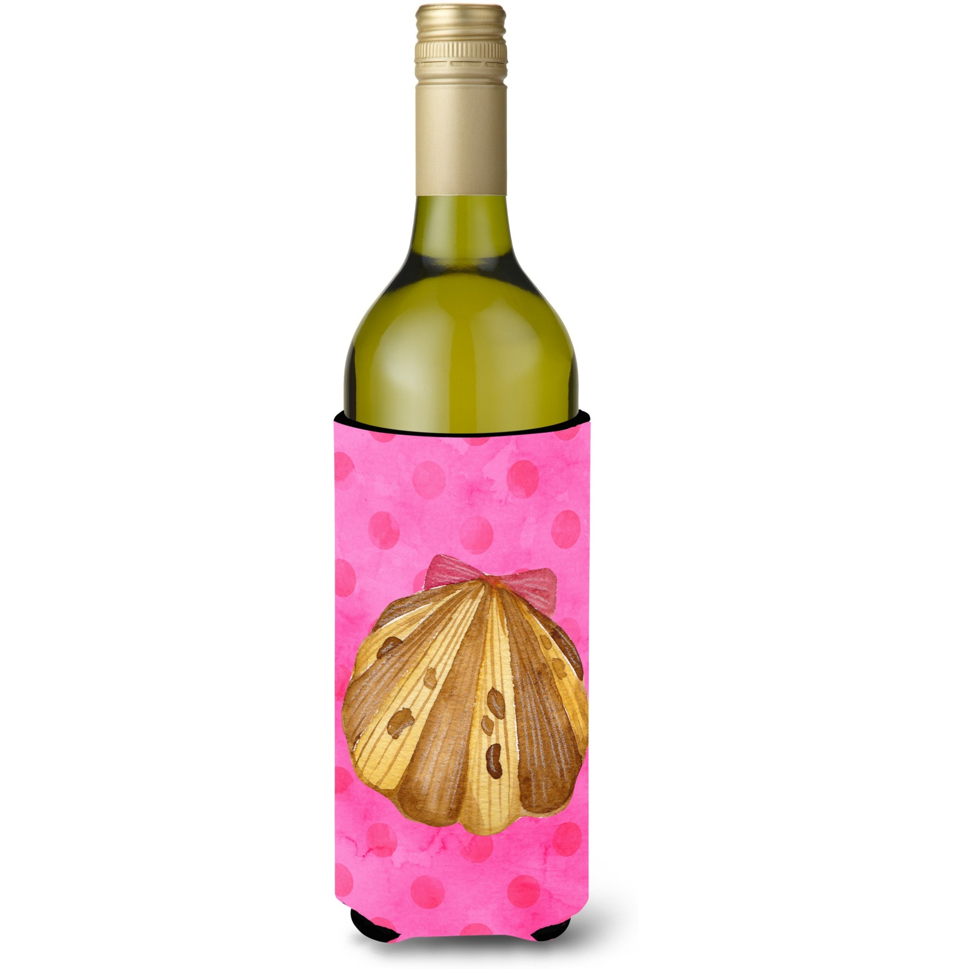 &quotCaroline's Treasures Sea Shell Pink Polkadot Beverage Insulator Hugger, 750 ml, Multicolor"
