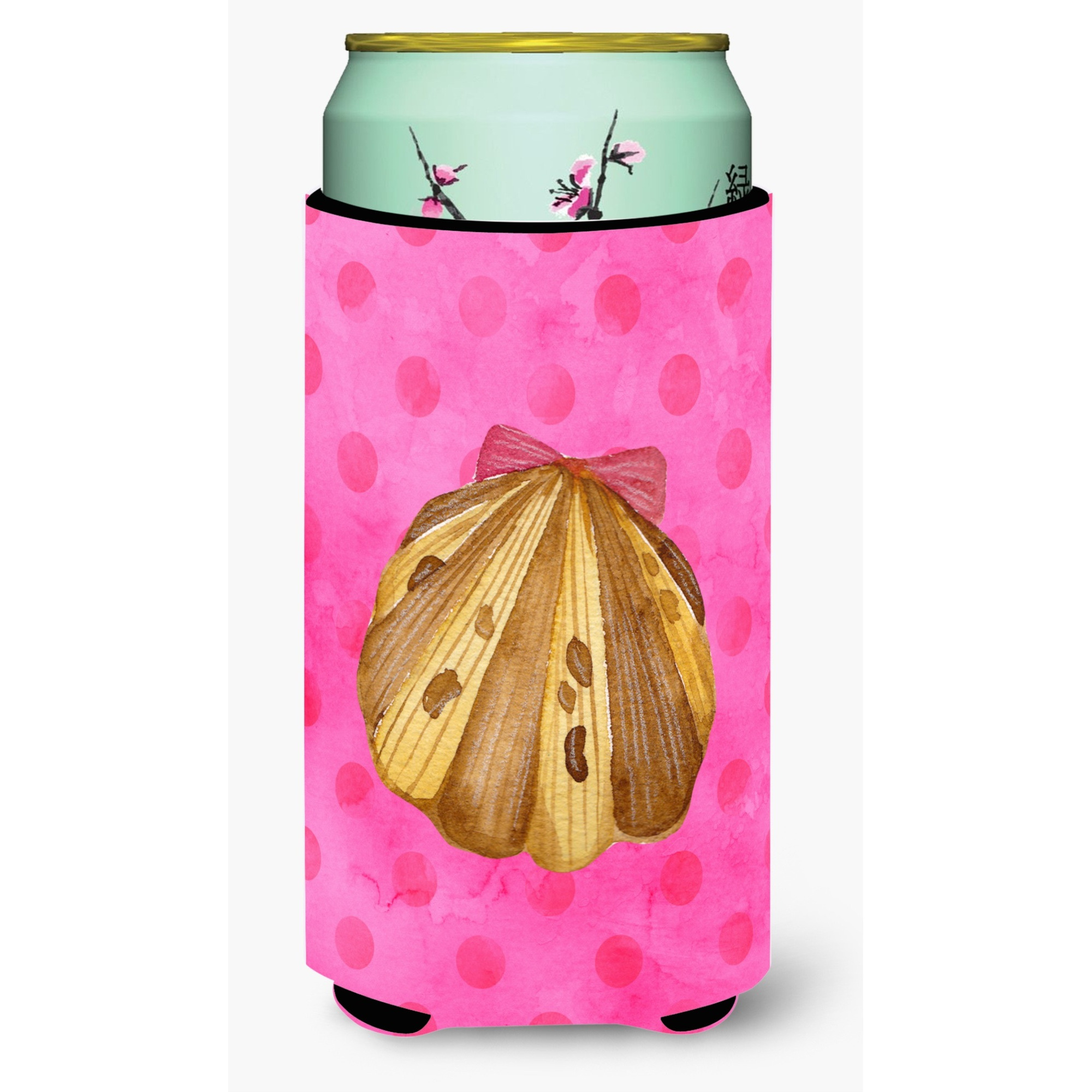 &quotCaroline's Treasures Sea Shell Pink Polkadot Beverage Insulator Hugger, Tall, Multicolor"