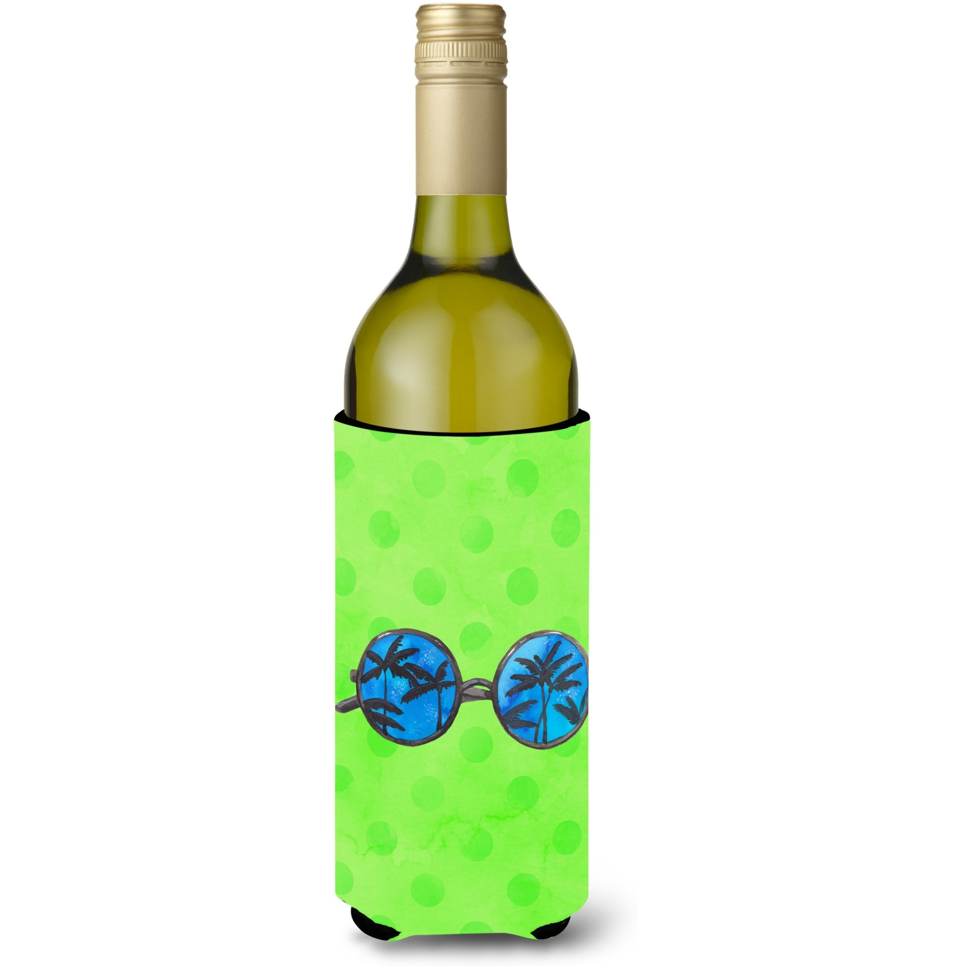 &quotCaroline's Treasures Sunglasses Green Polkadot Beverage Insulator Hugger, 750 ml, Multicolor"