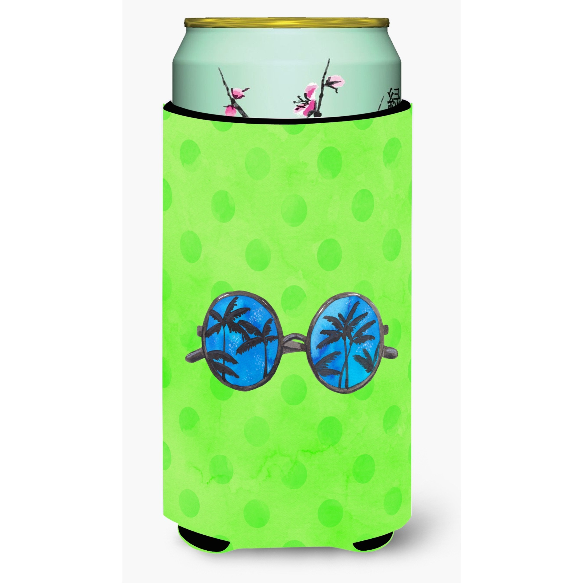 &quotCaroline's Treasures Sunglasses Green Polkadot Beverage Insulator Hugger, Tall, Multicolor"