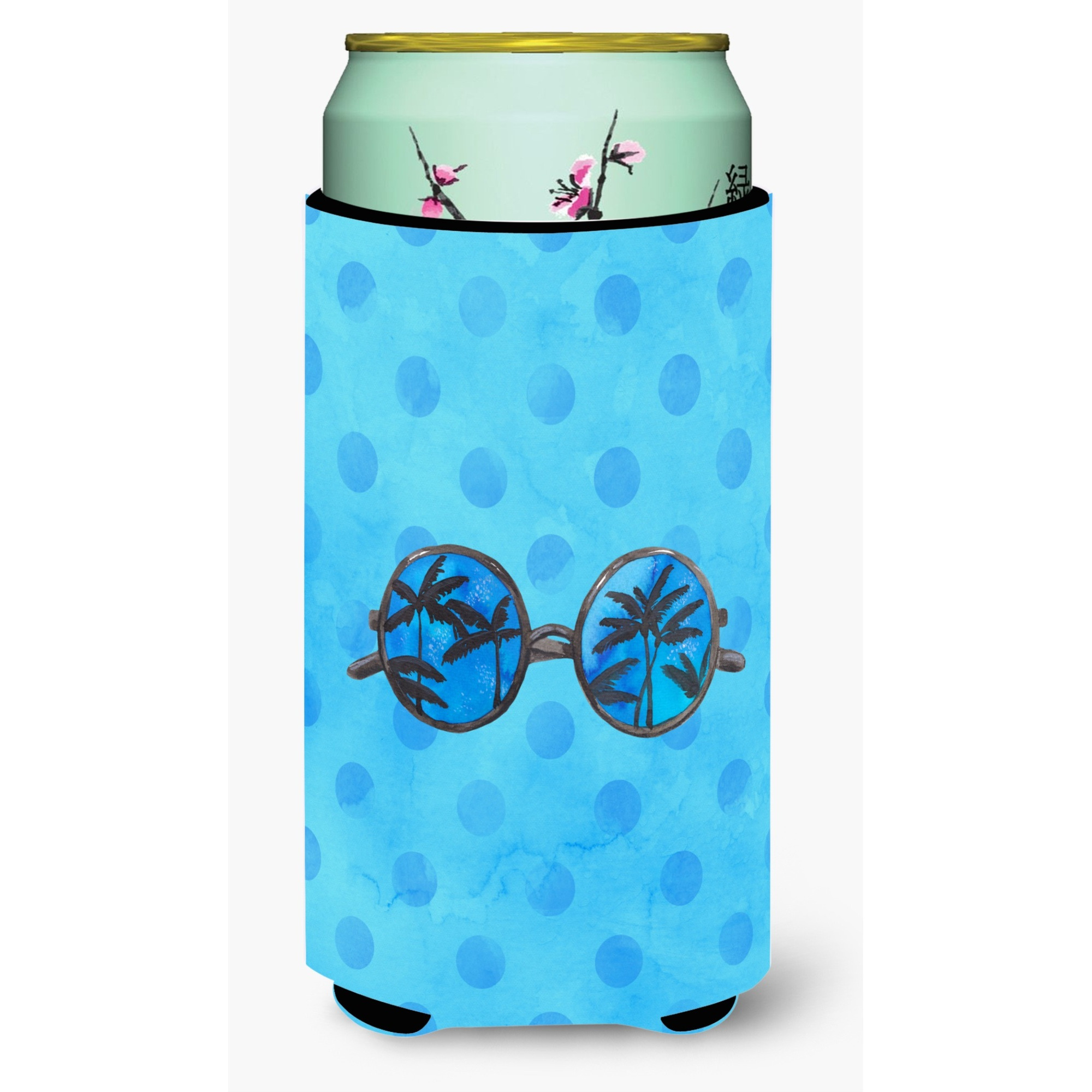&quotCaroline's Treasures Sunglasses Blue Polkadot Beverage Insulator Hugger, Tall, Multicolor"