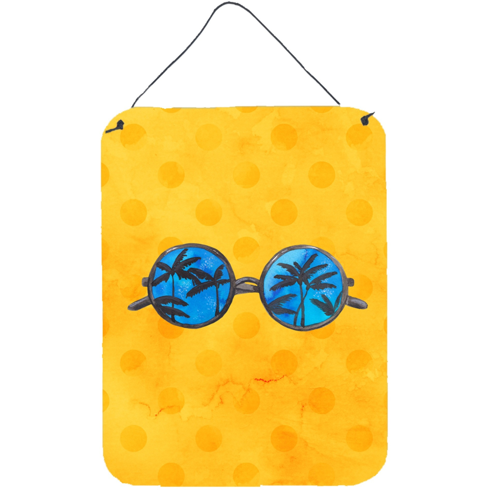 &quotCaroline's Treasures Sunglasses Yellow Polkadot Metal Print, 16hx12w, Multicolor"