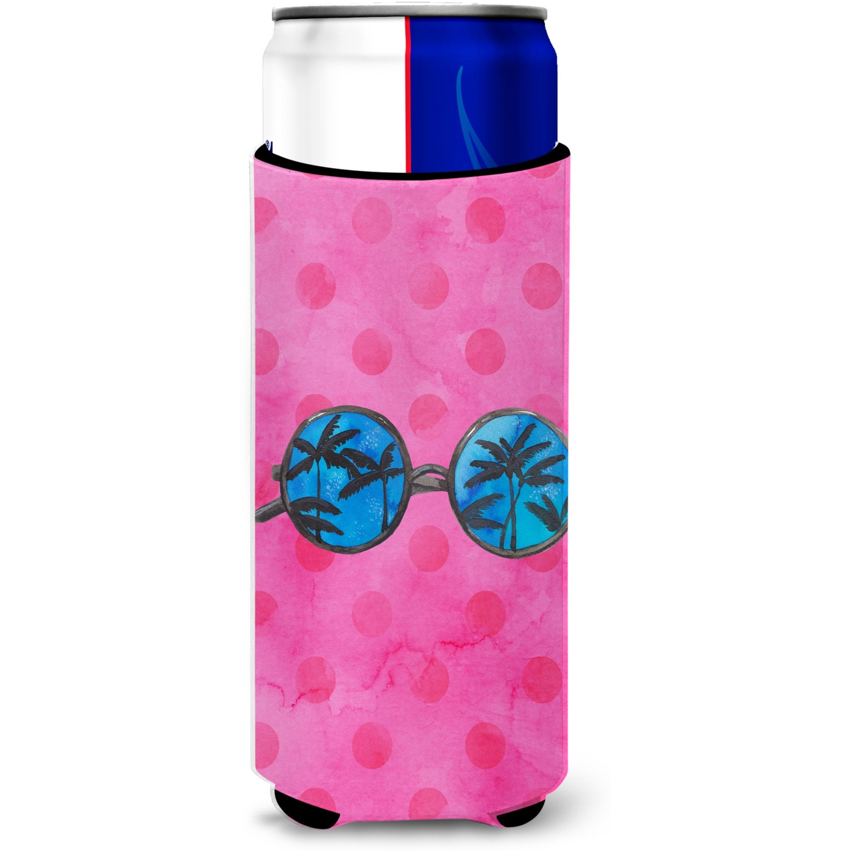 &quotCaroline's Treasures Sunglasses Pink Polkadot Beverage Insulator Hugger, Slim, Multicolor"
