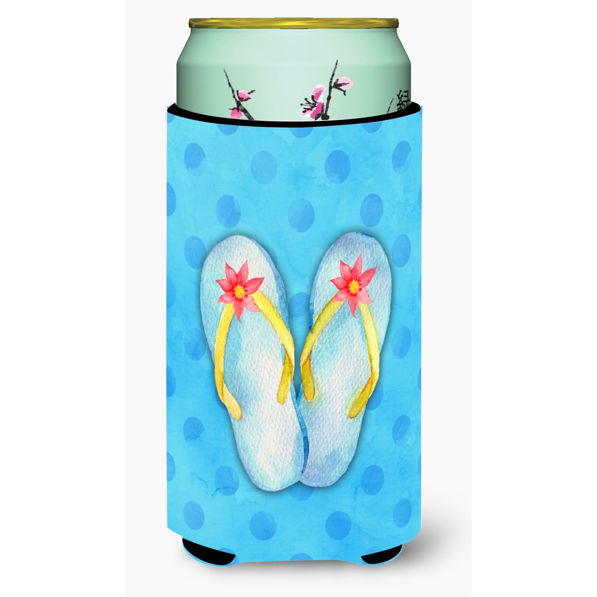 &quotCaroline's Treasures Flip Flops Blue Polkadot Beverage Insulator Hugger, Tall, Multicolor"