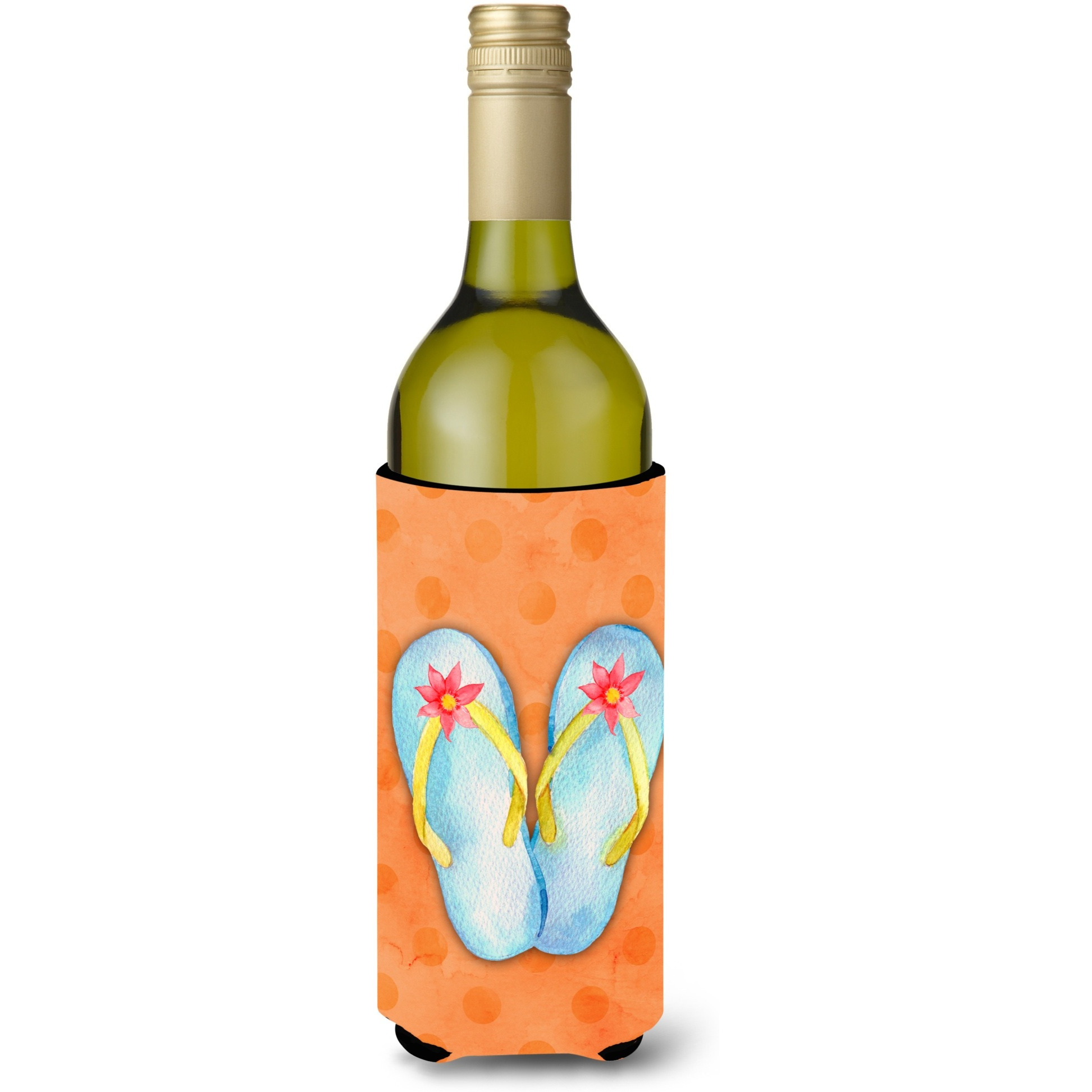 &quotCaroline's Treasures Flip Flops Orange Polkadot Beverage Insulator Hugger, 750 ml, Multicolor"