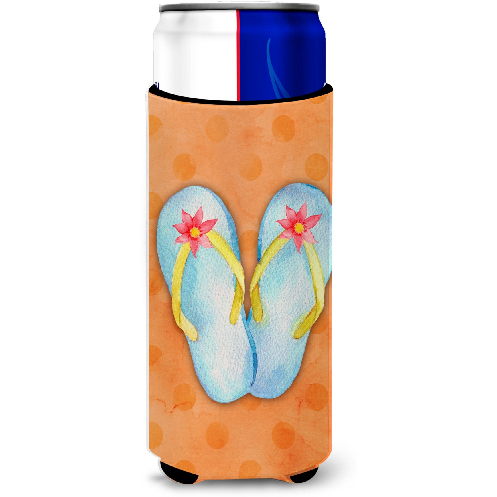 &quotCaroline's Treasures Flip Flops Orange Polkadot Beverage Insulator Hugger, Slim, Multicolor"