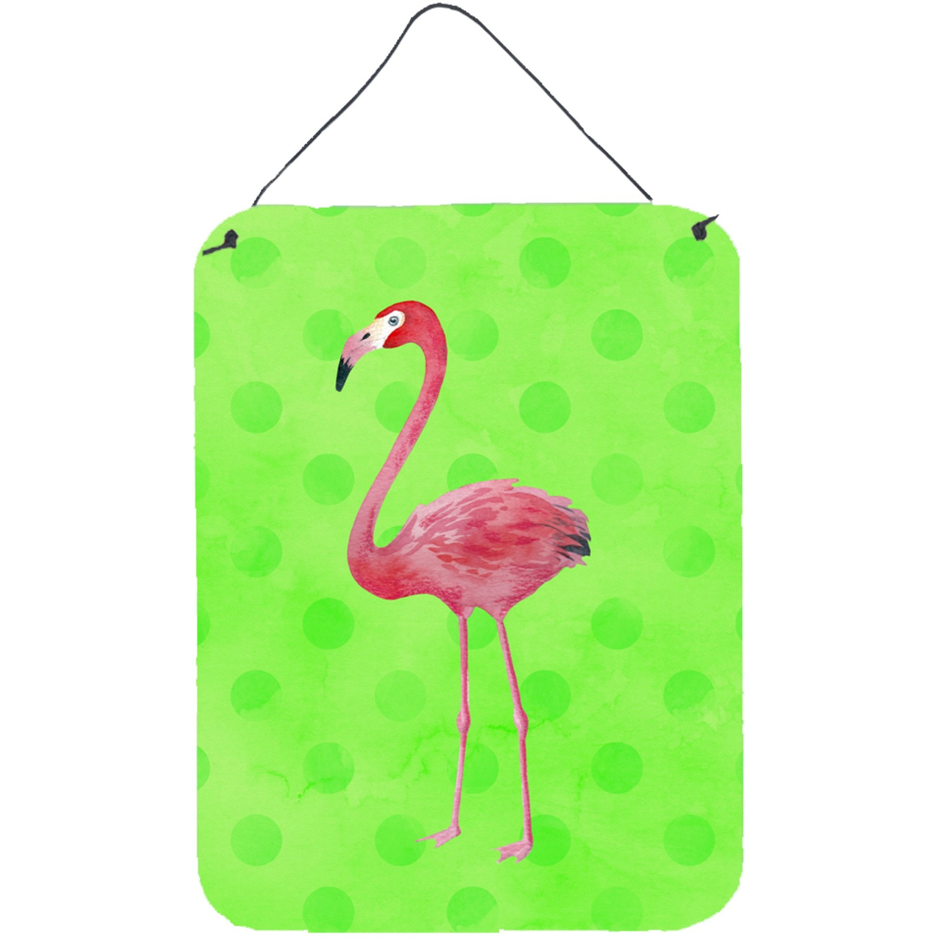 &quotCaroline's Treasures Flamingo Green Polkadot Metal Print, 16hx12w, Multicolor"