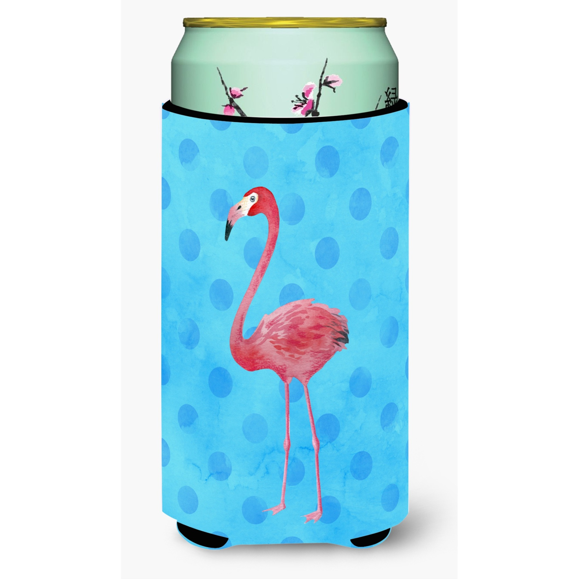 &quotCaroline's Treasures Flamingo Blue Polkadot Beverage Insulator Hugger, Tall, Multicolor"