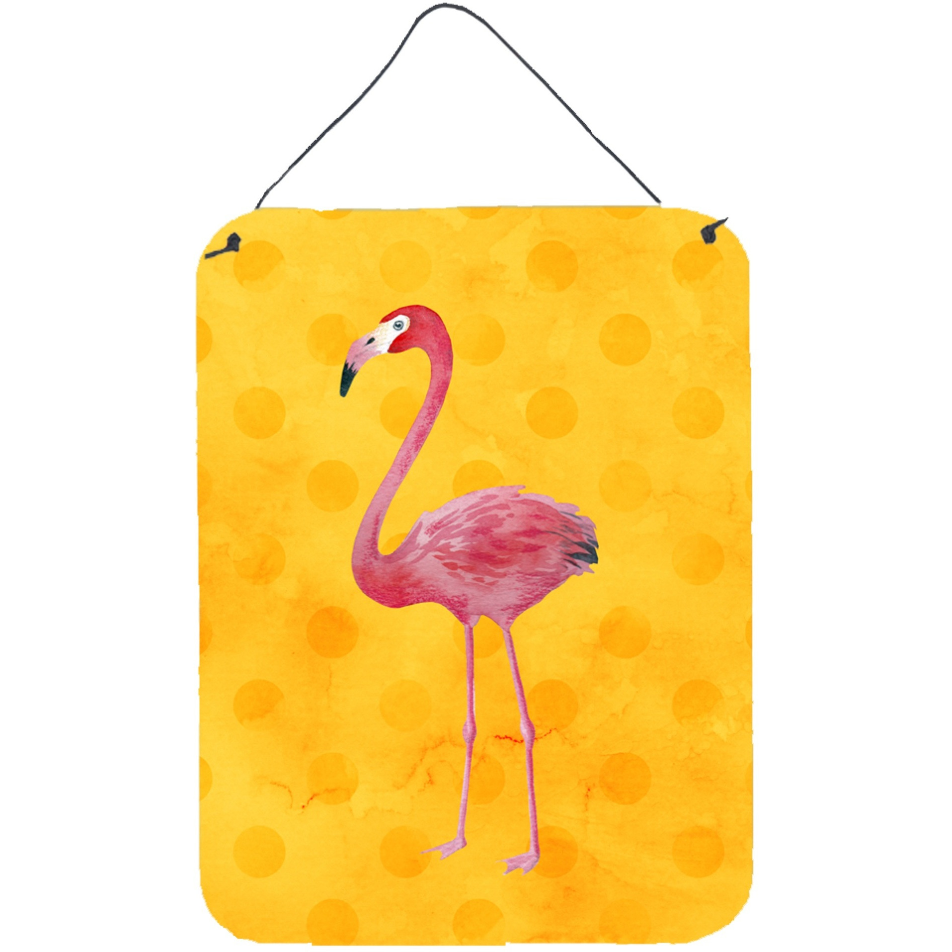 &quotCaroline's Treasures Flamingo Yellow Polkadot Metal Print, 16hx12w, Multicolor"