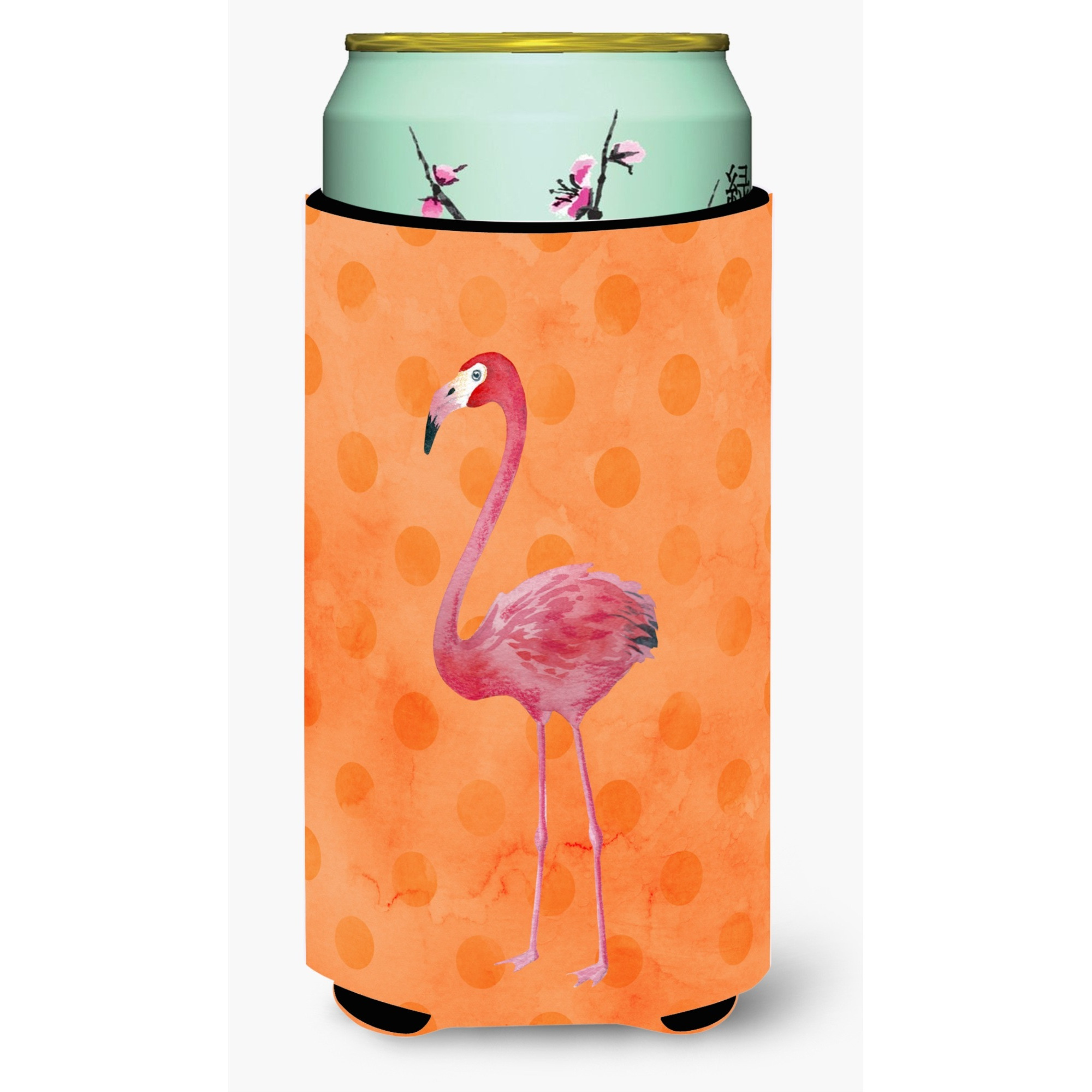 &quotCaroline's Treasures Flamingo Orange Polkadot Beverage Insulator Hugger, Tall, Multicolor"