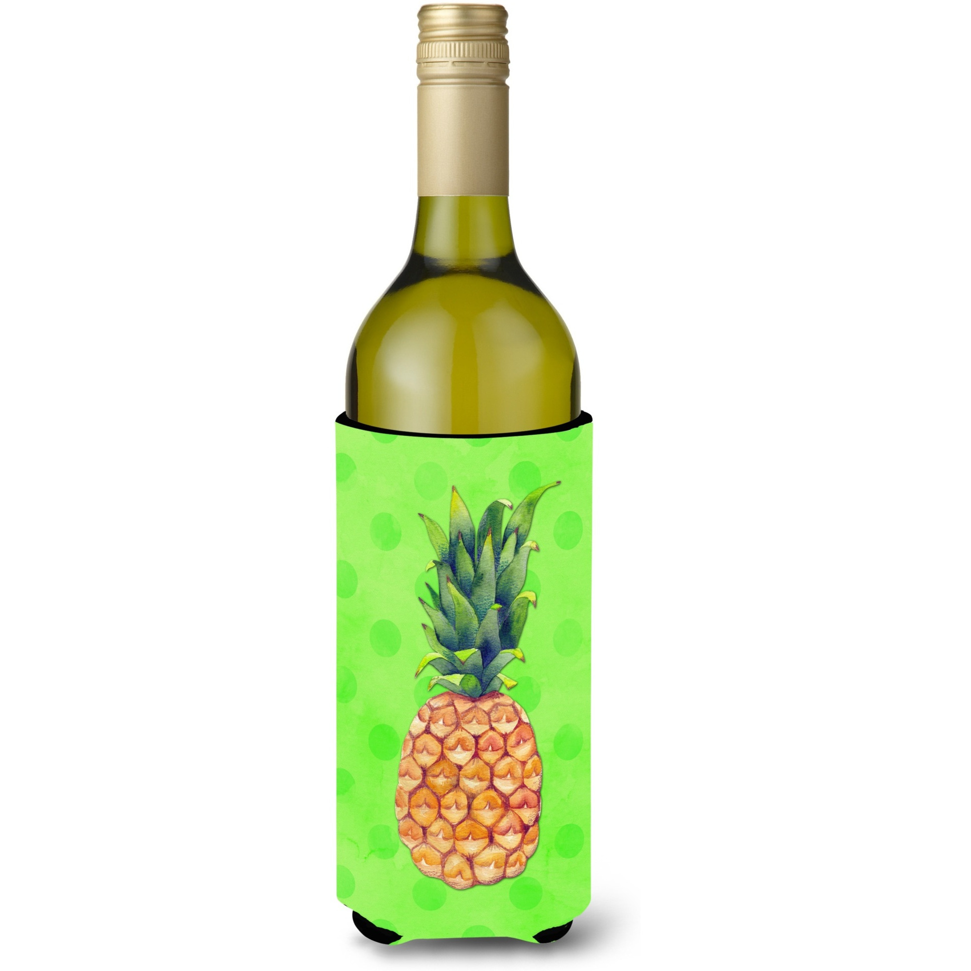 &quotCaroline's Treasures Pineapple Green Polkadot Beverage Insulator Hugger, 750 ml, Multicolor"