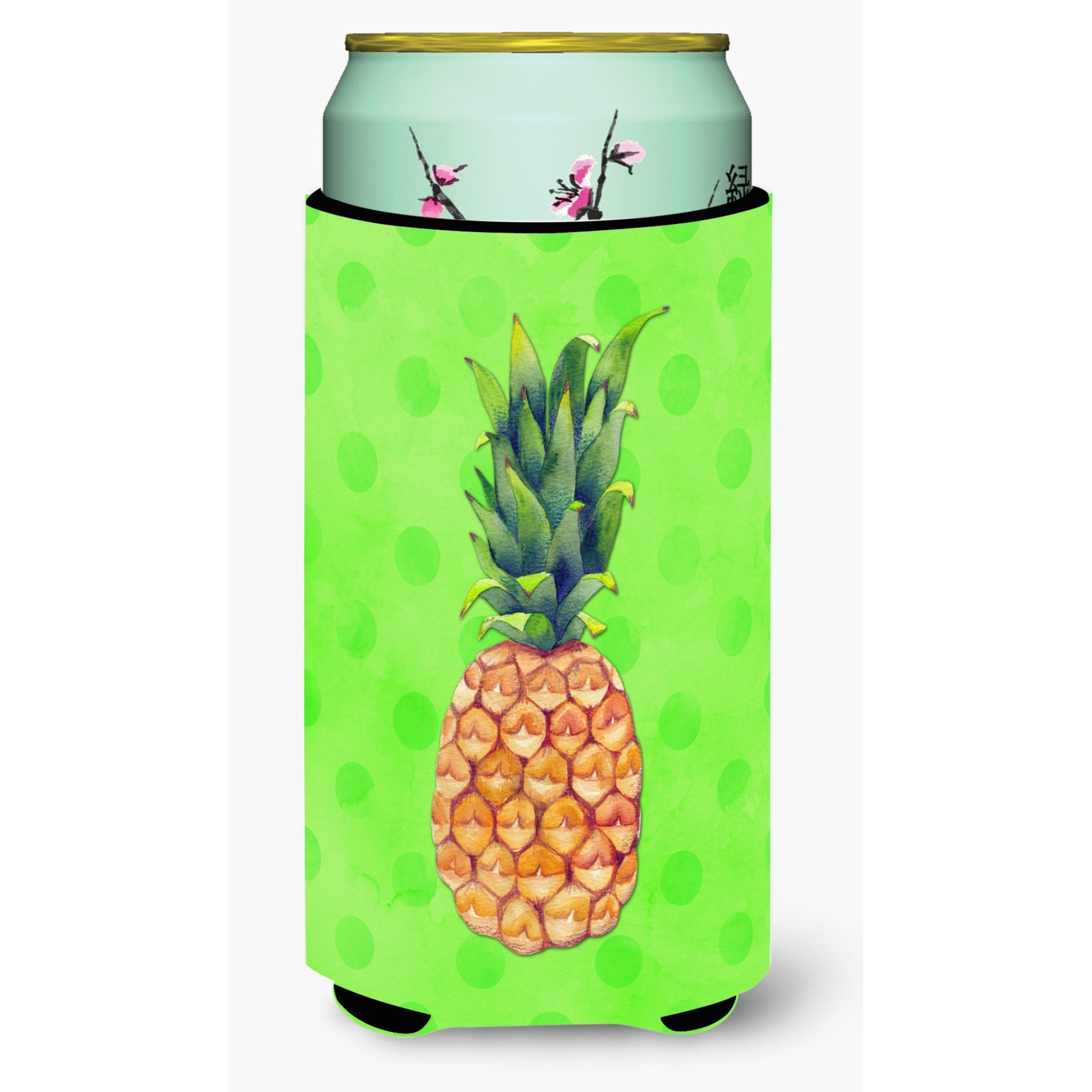 &quotCaroline's Treasures Pineapple Green Polkadot Beverage Insulator Hugger, Tall, Multicolor"