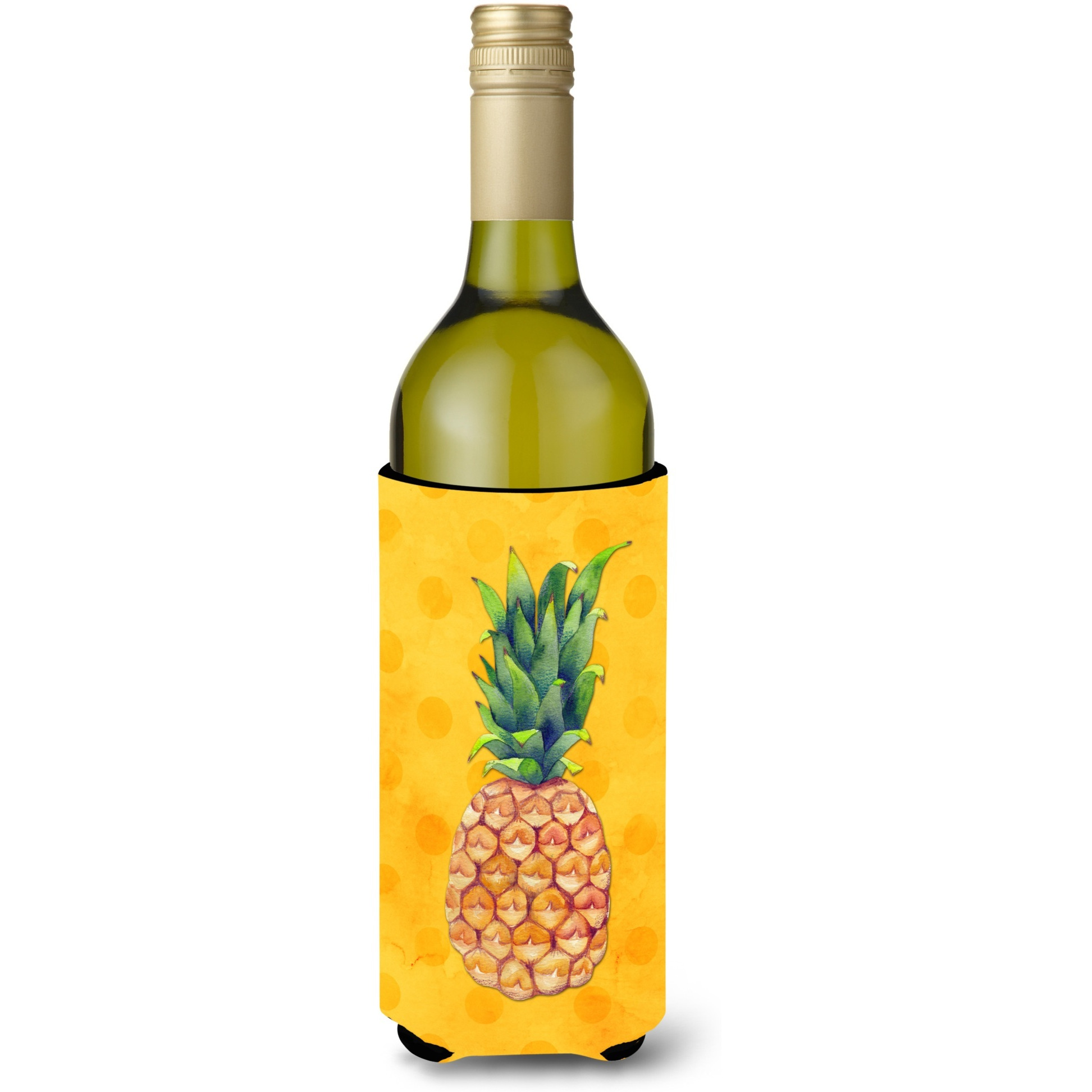 &quotCaroline's Treasures Pineapple Yellow Polkadot Beverage Insulator Hugger, 750 ml, Multicolor"