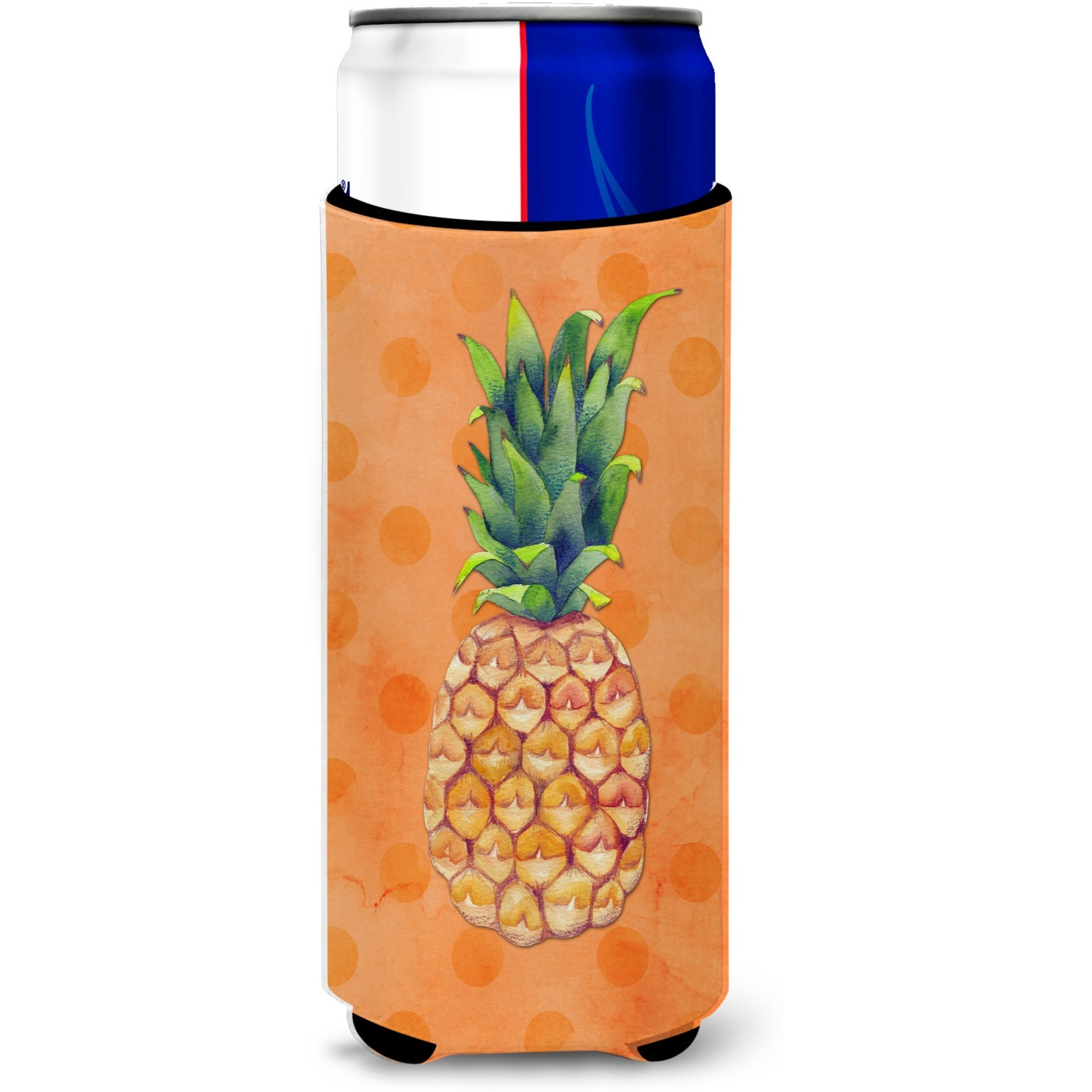&quotCaroline's Treasures Pineapple Orange Polkadot Beverage Insulator Hugger, Slim, Multicolor"