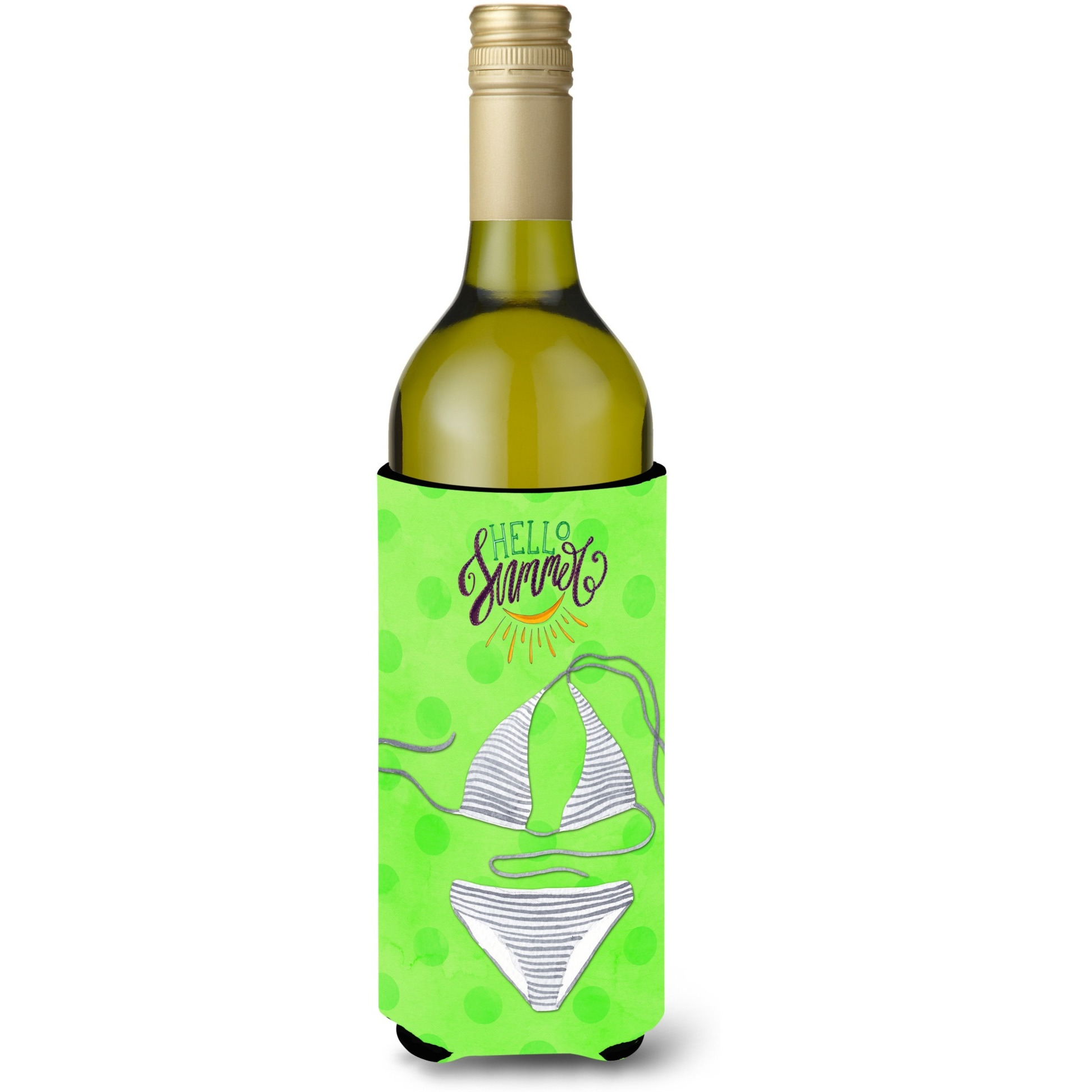 &quotCaroline's Treasures Bikini Swimsuit Green Polkadot Beverage Insulator Hugger, 750 ml, Multicolor"