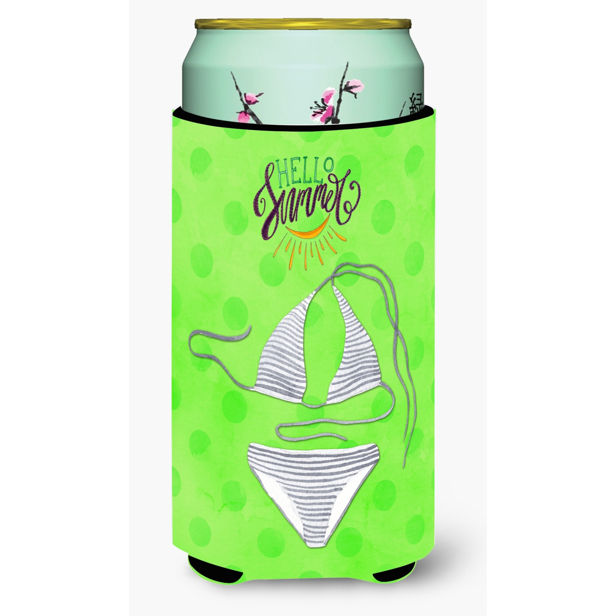 &quotCaroline's Treasures Bikini Swimsuit Green Polkadot Beverage Insulator Hugger, Tall, Multicolor"