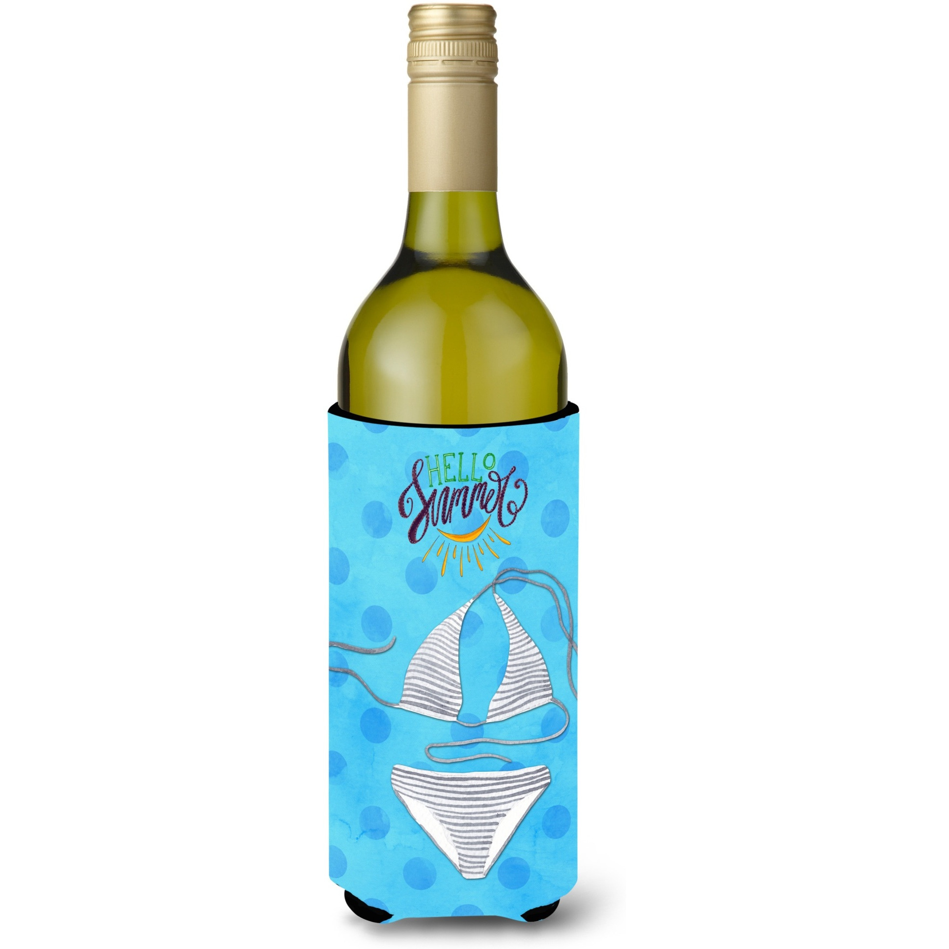 &quotCaroline's Treasures Bikini Swimsuit Blue Polkadot Beverage Insulator Hugger, 750 ml, Multicolor"