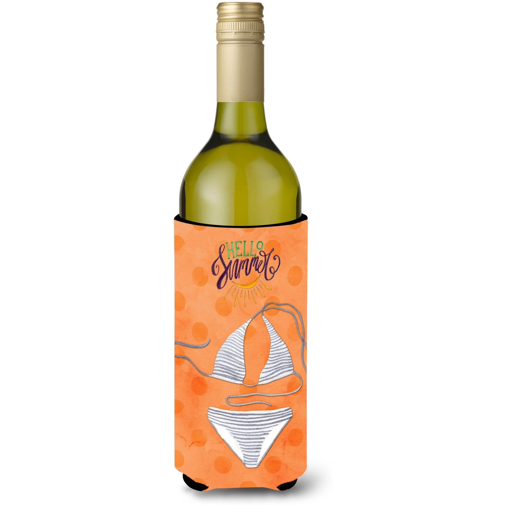 &quotCaroline's Treasures Bikini Swimsuit Orange Polkadot Beverage Insulator Hugger, 750 ml, Multicolor"