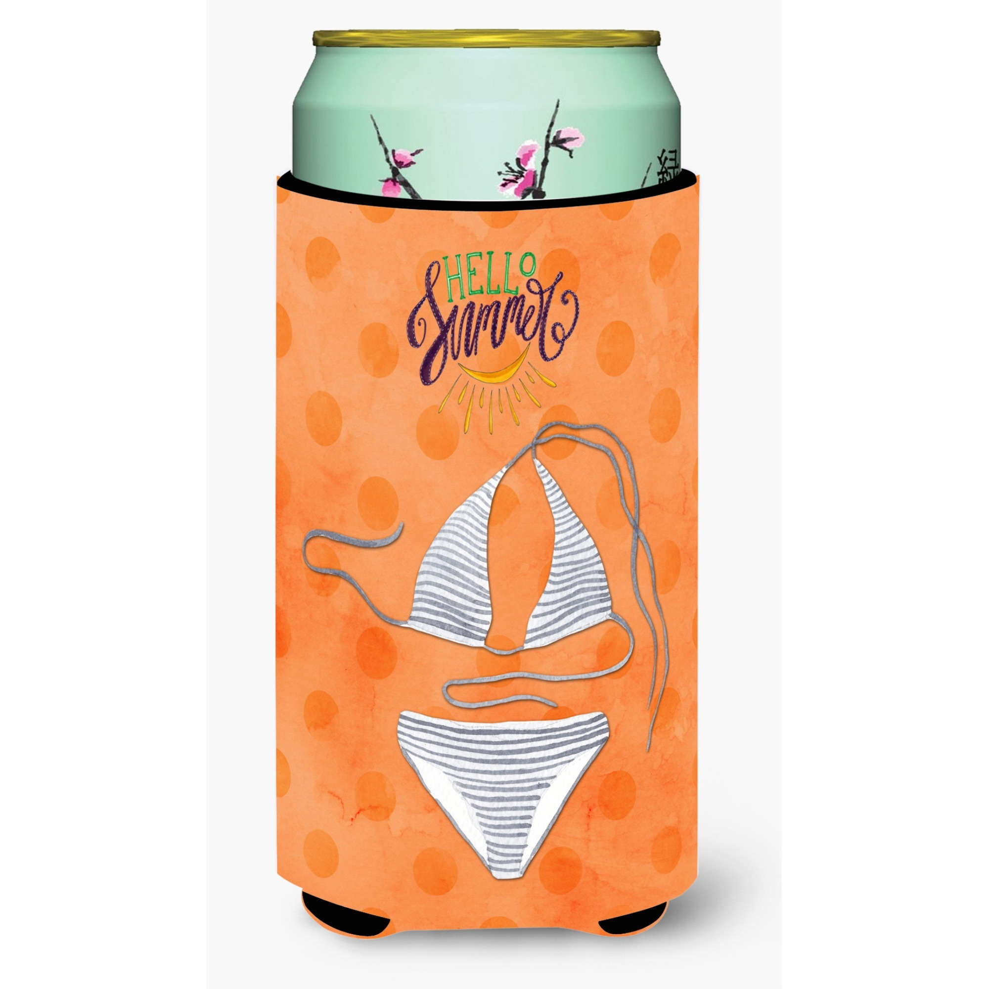 &quotCaroline's Treasures Bikini Swimsuit Orange Polkadot Beverage Insulator Hugger, Tall, Multicolor"