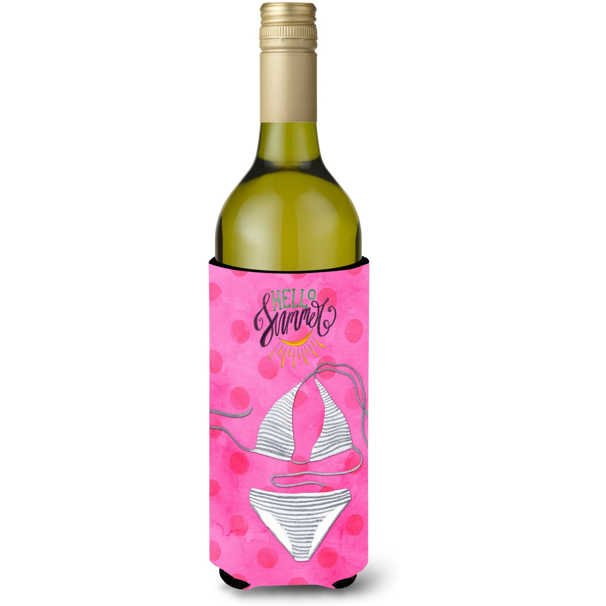 &quotCaroline's Treasures Bikini Swimsuit Pink Polkadot Beverage Insulator Hugger, 750 ml, Multicolor"