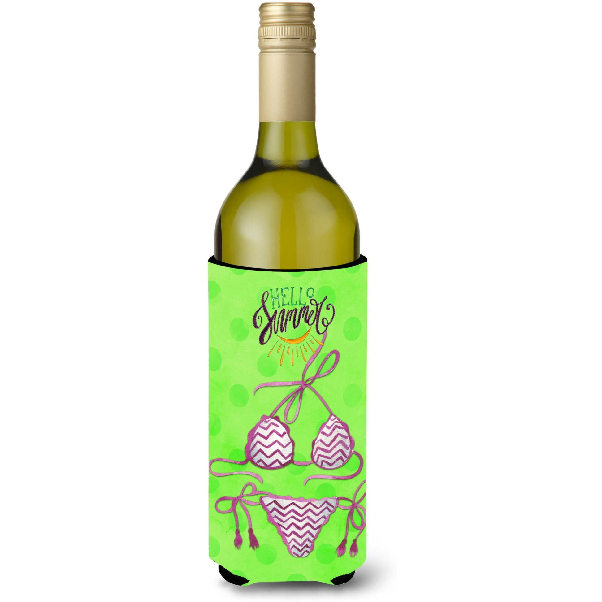 &quotCaroline's Treasures Bikini Swimsuit Green Polkadot Beverage Insulator Hugger, 750 ml, Multicolor"