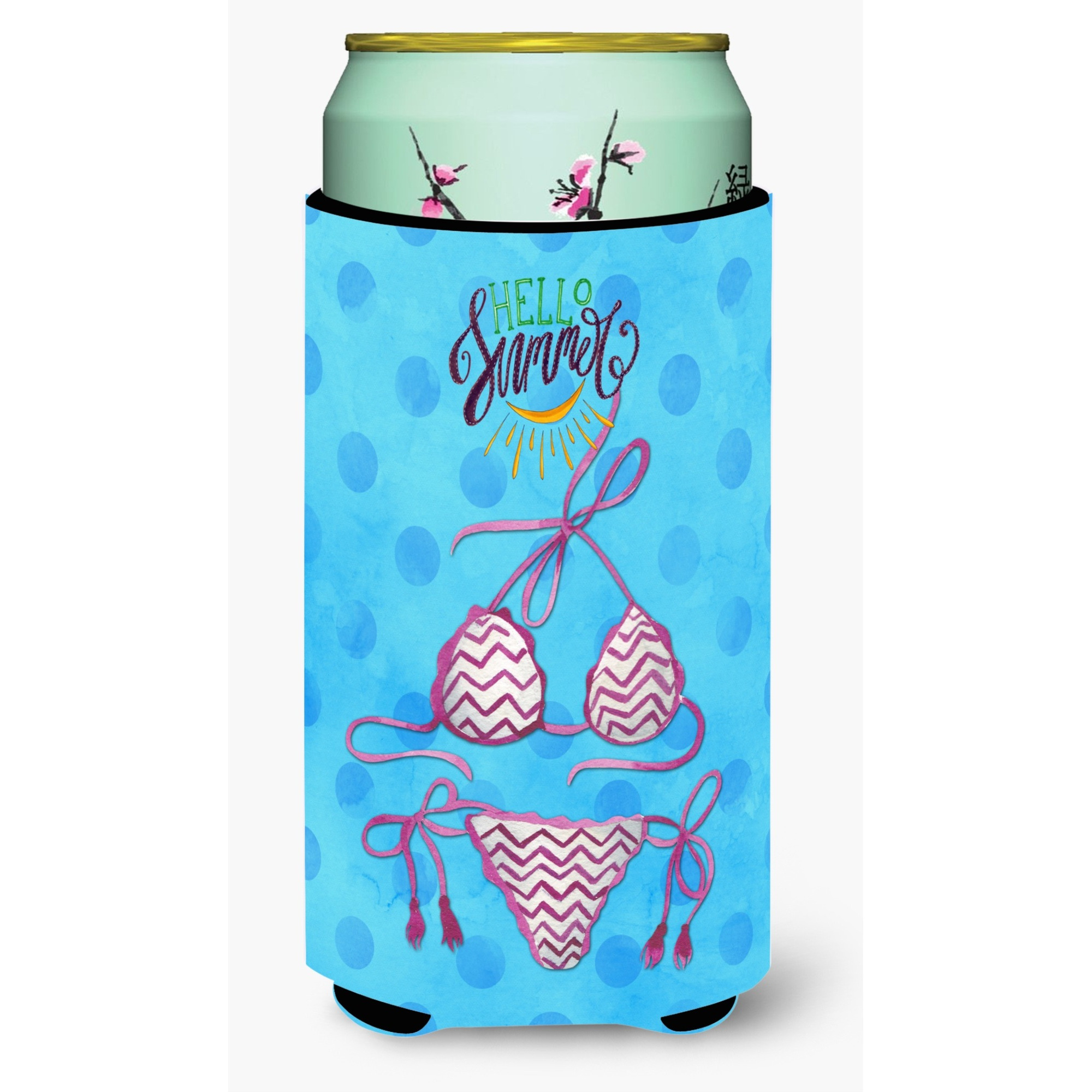 &quotCaroline's Treasures Bikini Swimsuit Blue Polkadot Beverage Insulator Hugger, Tall, Multicolor"