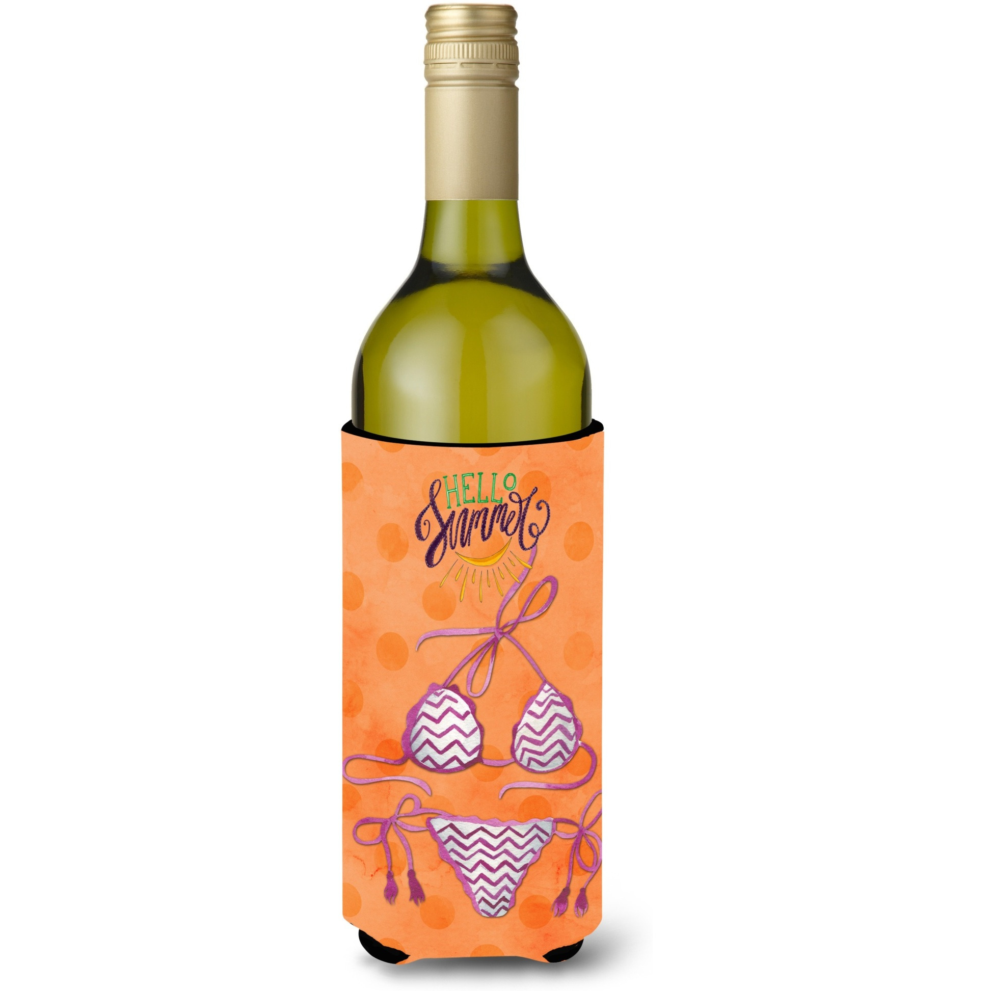 &quotCaroline's Treasures Bikini Swimsuit Orange Polkadot Beverage Insulator Hugger, 750 ml, Multicolor"