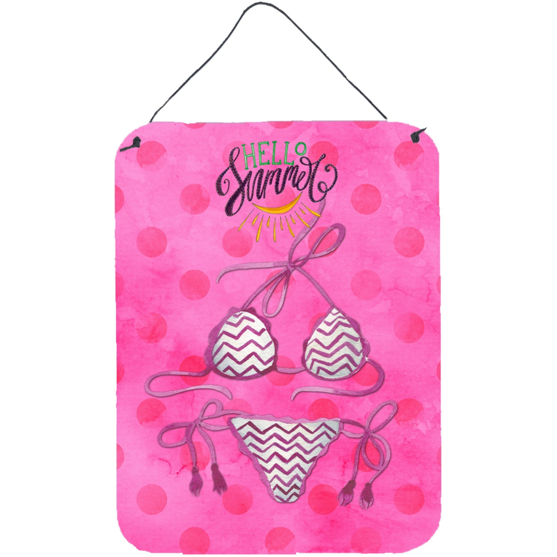 &quotCaroline's Treasures Bikini Swimsuit Pink Polkadot Metal Print, 16hx12w, Multicolor"