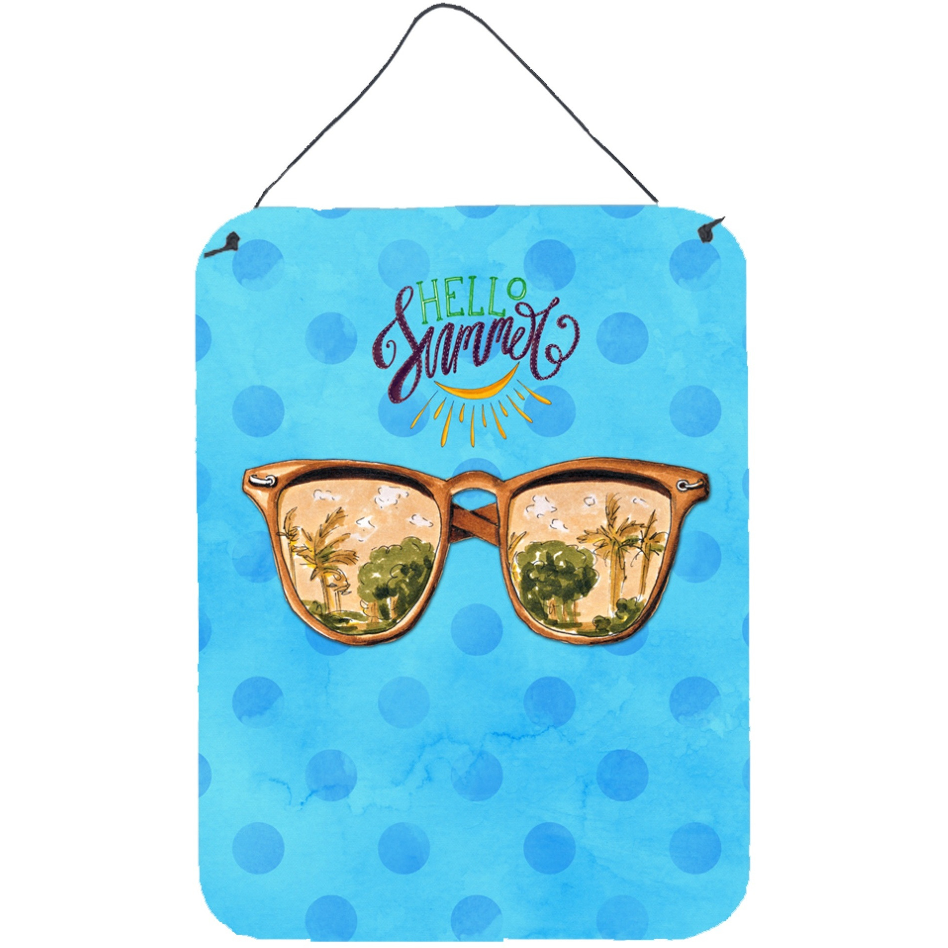 &quotCaroline's Treasures Beach Sunglasses Blue Polkadot Metal Print, 16hx12w, Multicolor"