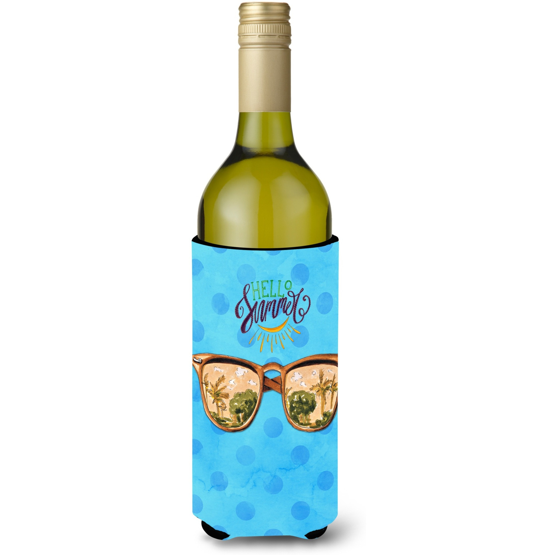 &quotCaroline's Treasures Beach Sunglasses Blue Polkadot Beverage Insulator Hugger, 750 ml, Multicolor"