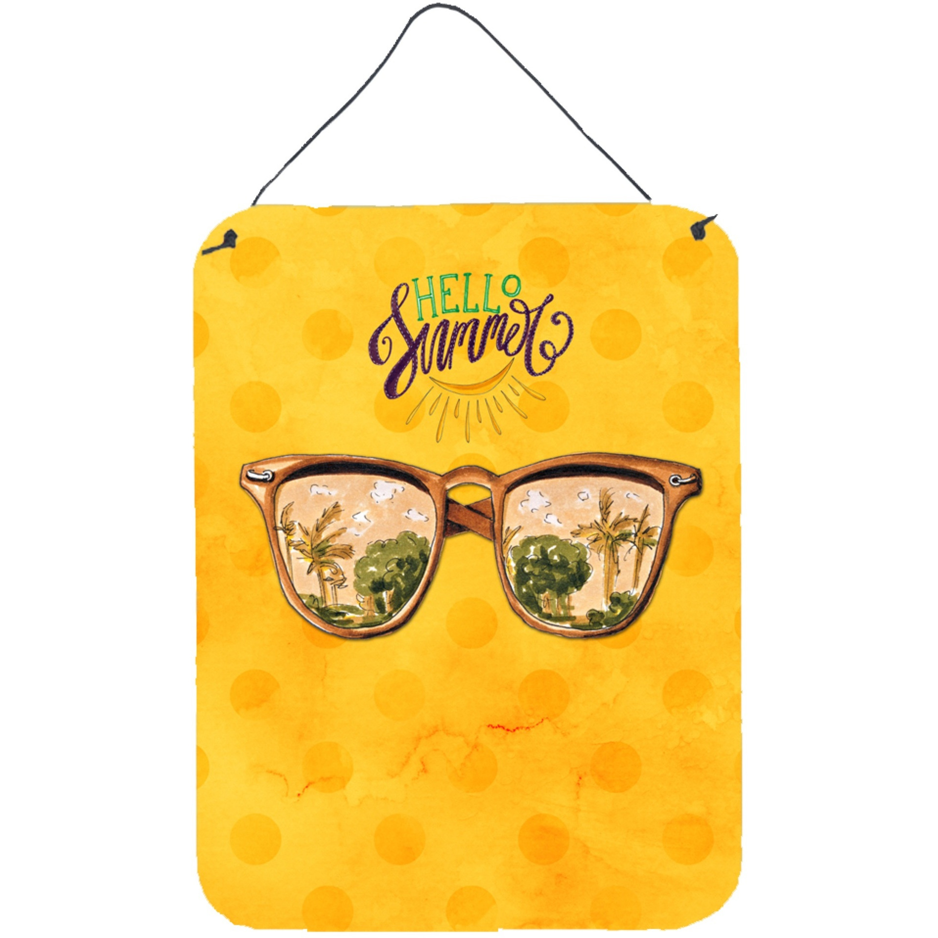 &quotCaroline's Treasures Beach Sunglasses Yellow Polkadot Metal Print, 16hx12w, Multicolor"