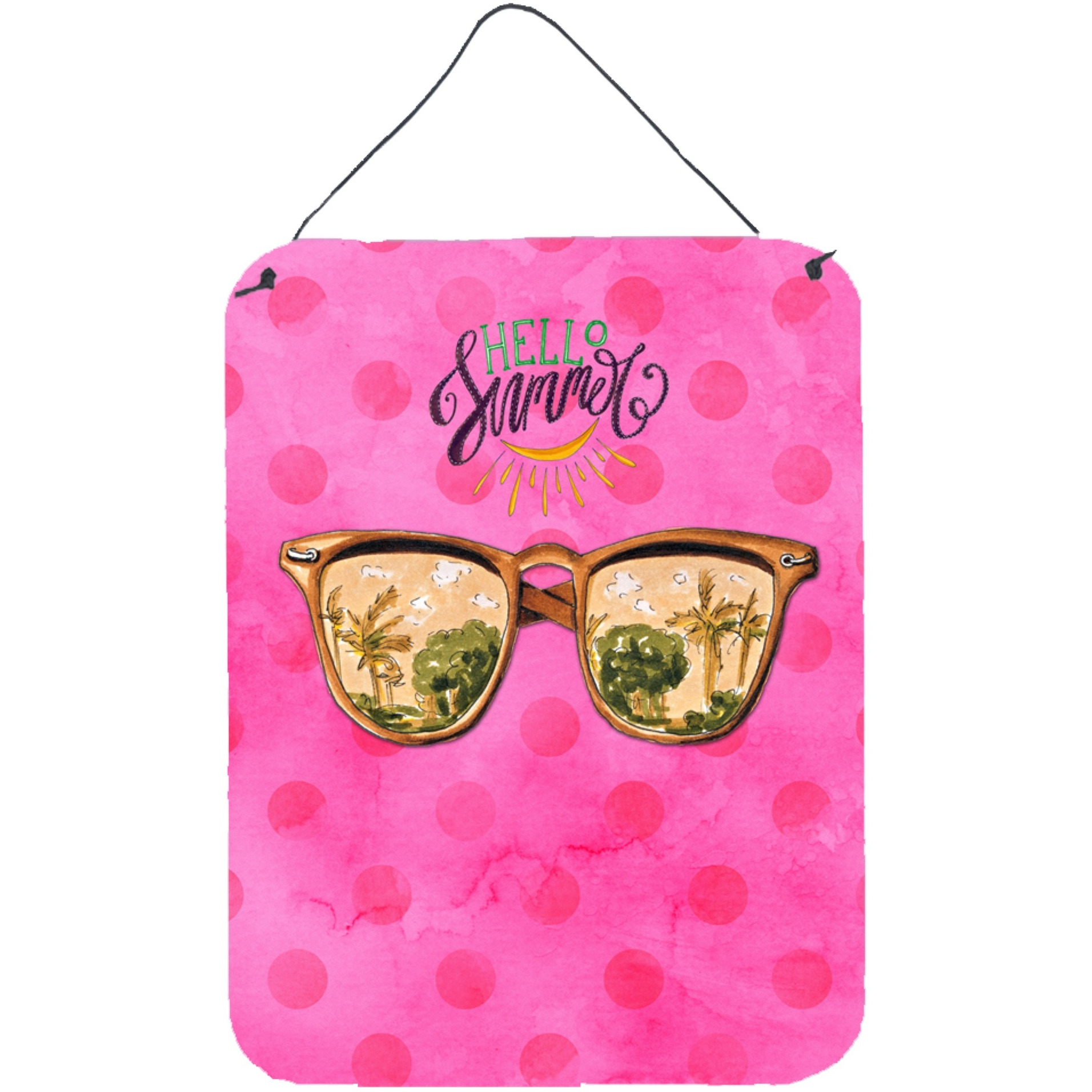 &quotCaroline's Treasures Beach Sunglasses Pink Polkadot Metal Print, 16hx12w, Multicolor"